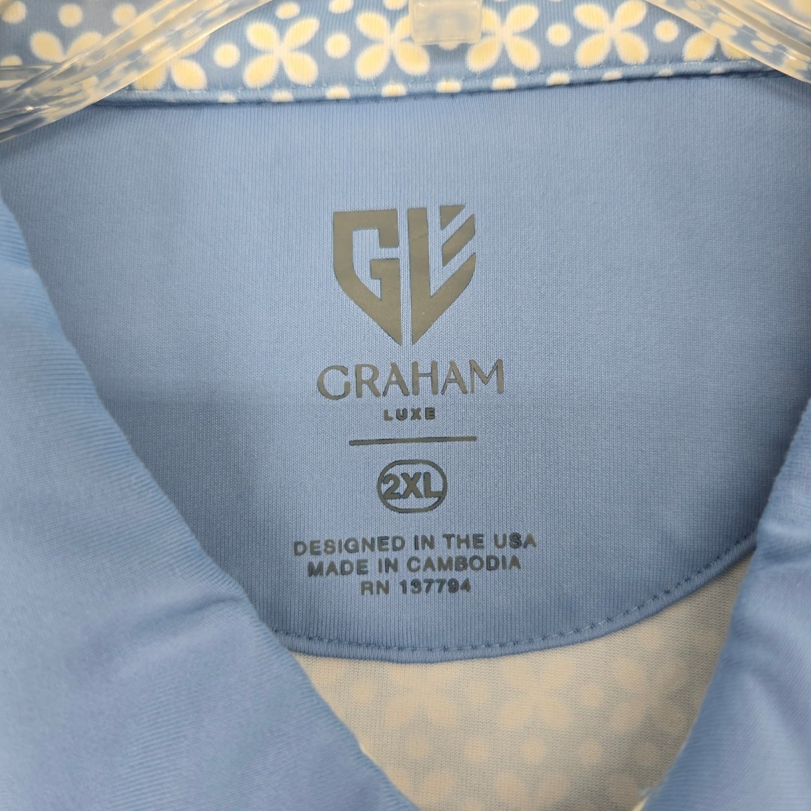Graham Luxe Polo Mens 2XL Polo Purple Floral Leighton Performance Golf Shirt NW - Thumbnail 8
