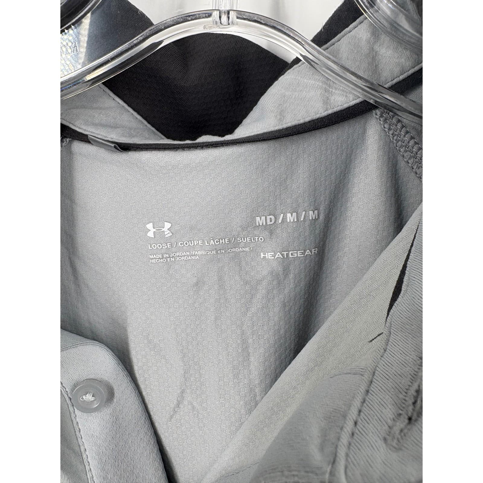 Under Armour Mens Striped Golf Polo Shirt HeatGear Gray Black Medium - Thumbnail 2