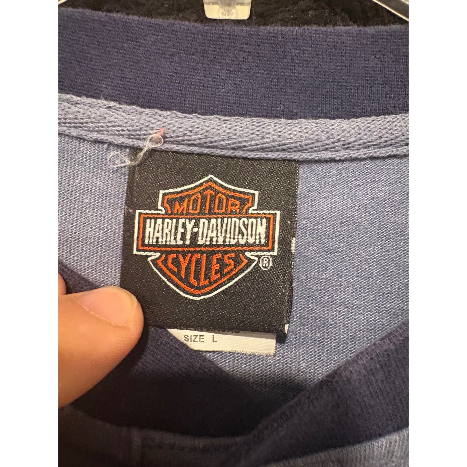 Harley-Davidson Henley Shirt Embroidered Logo Short Sleeve Top Size L - Thumbnail 3