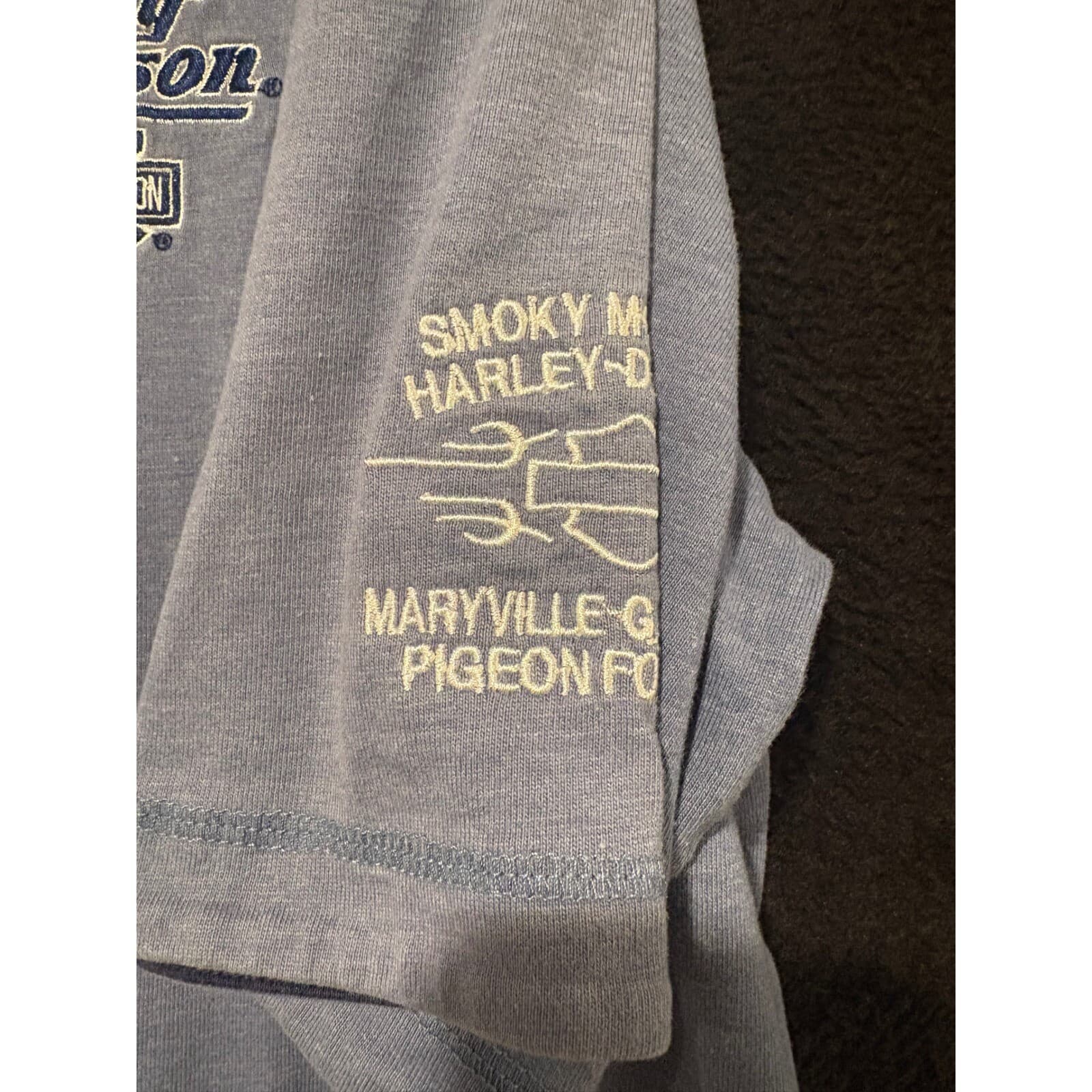 Harley-Davidson Henley Shirt Embroidered Logo Short Sleeve Top Size L - Thumbnail 5