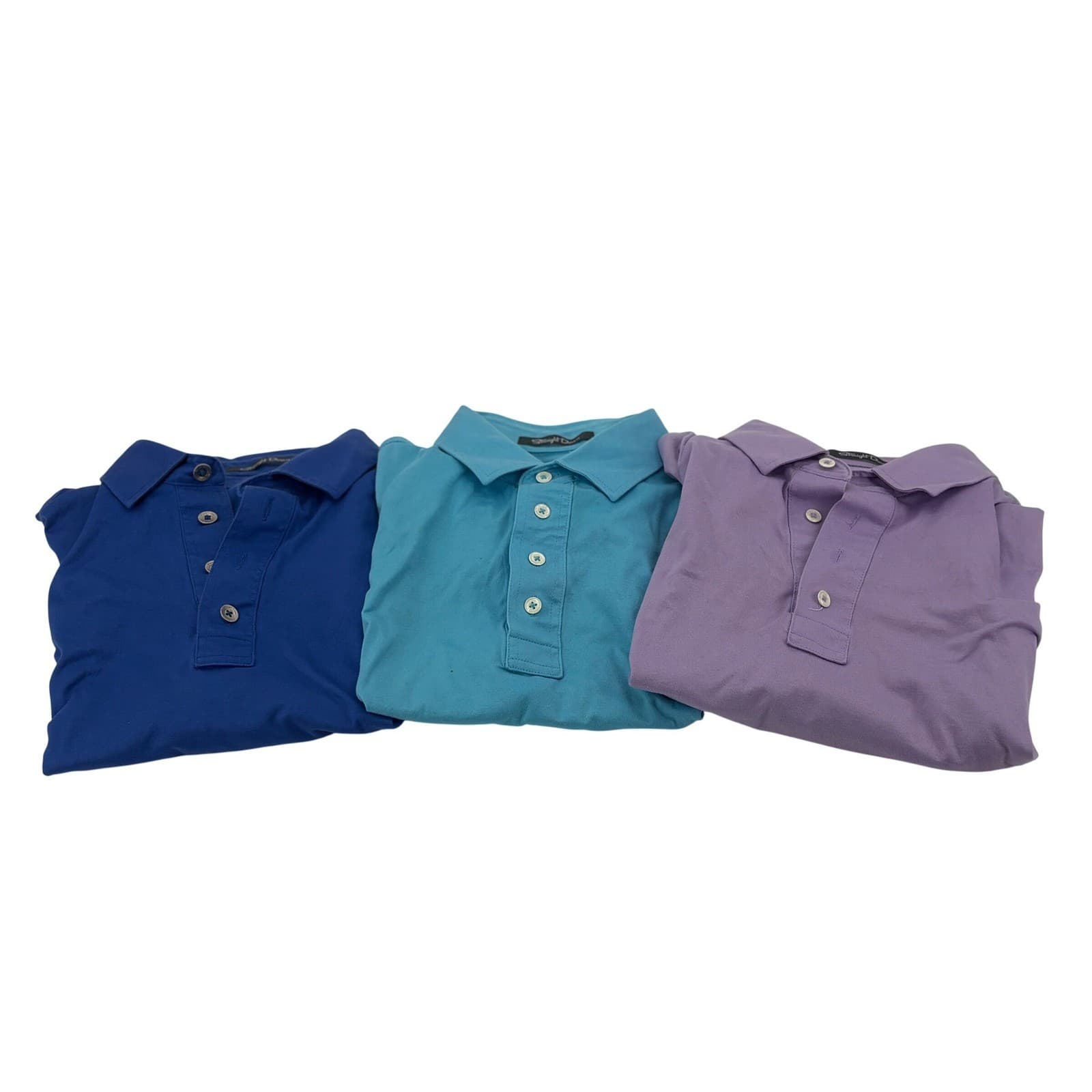 Straight Down Men's Size M Polo Shirts 3 Pack Short Sleeve Button Up Golf - Thumbnail 2