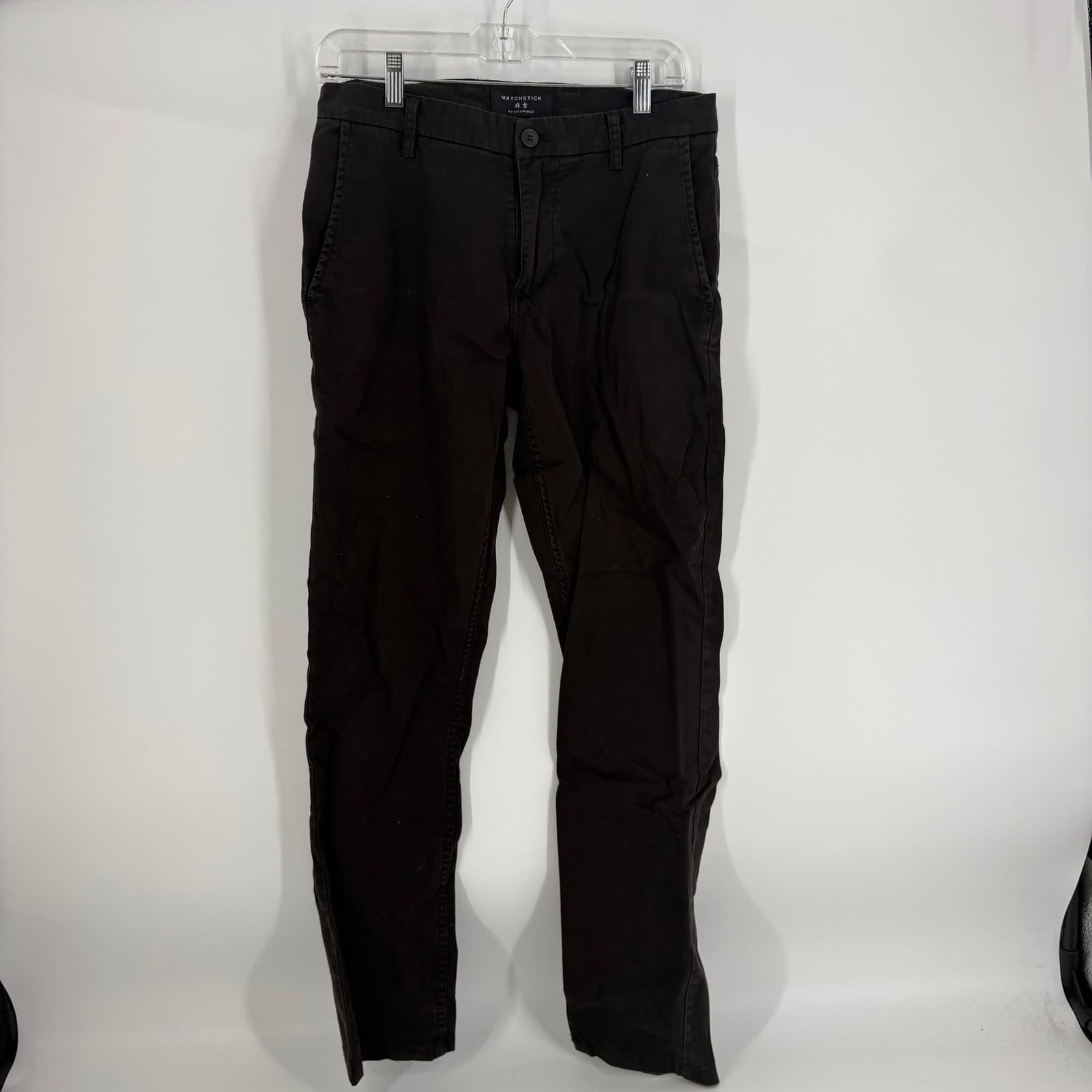 MATCHSTICK Dark Brown Cotton Spandex Chinos Pants Women M 30 - Thumbnail 9
