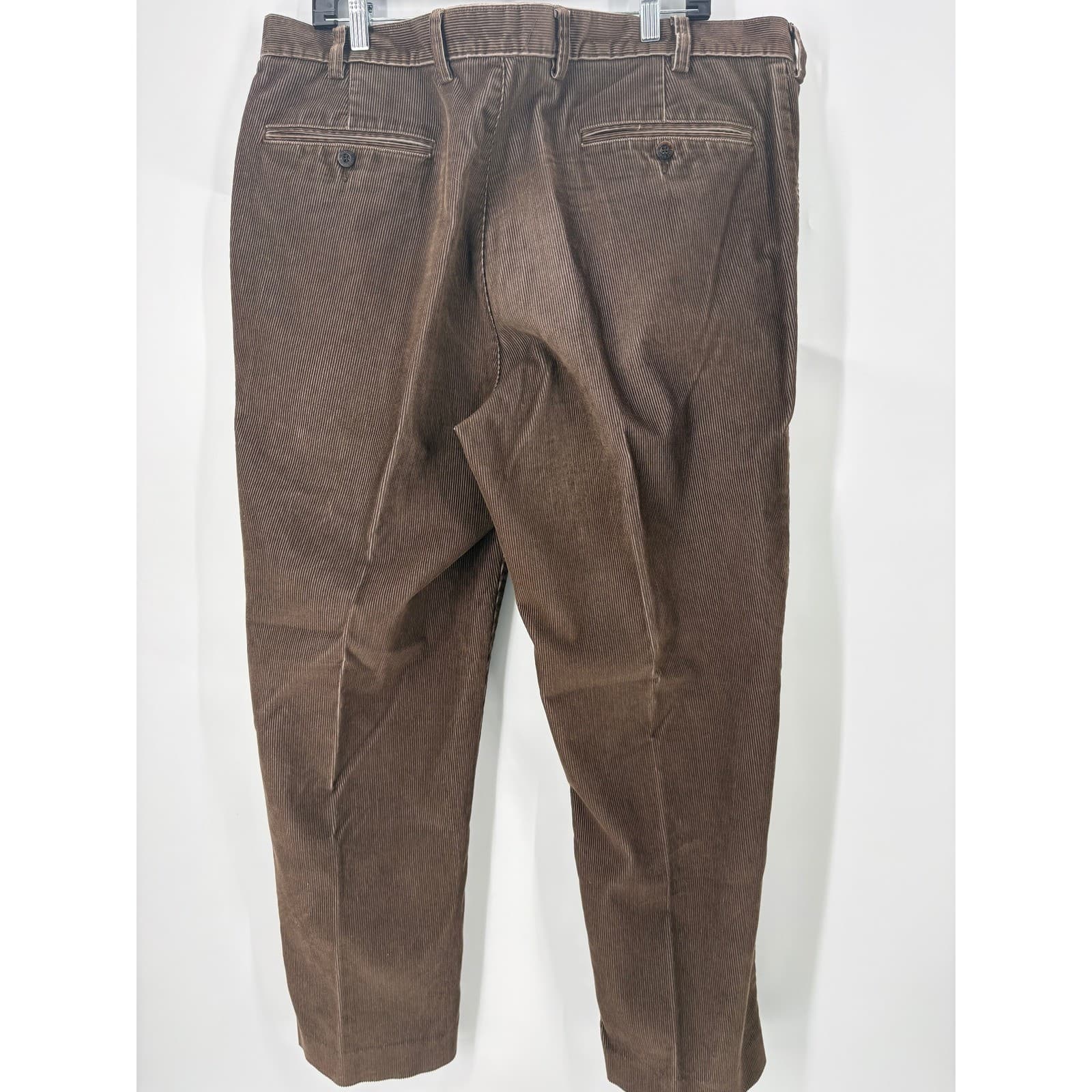 Orvis pants men size 40x29 Brisbane Moss Corduroy wide wale thick heavy leather - Thumbnail 9