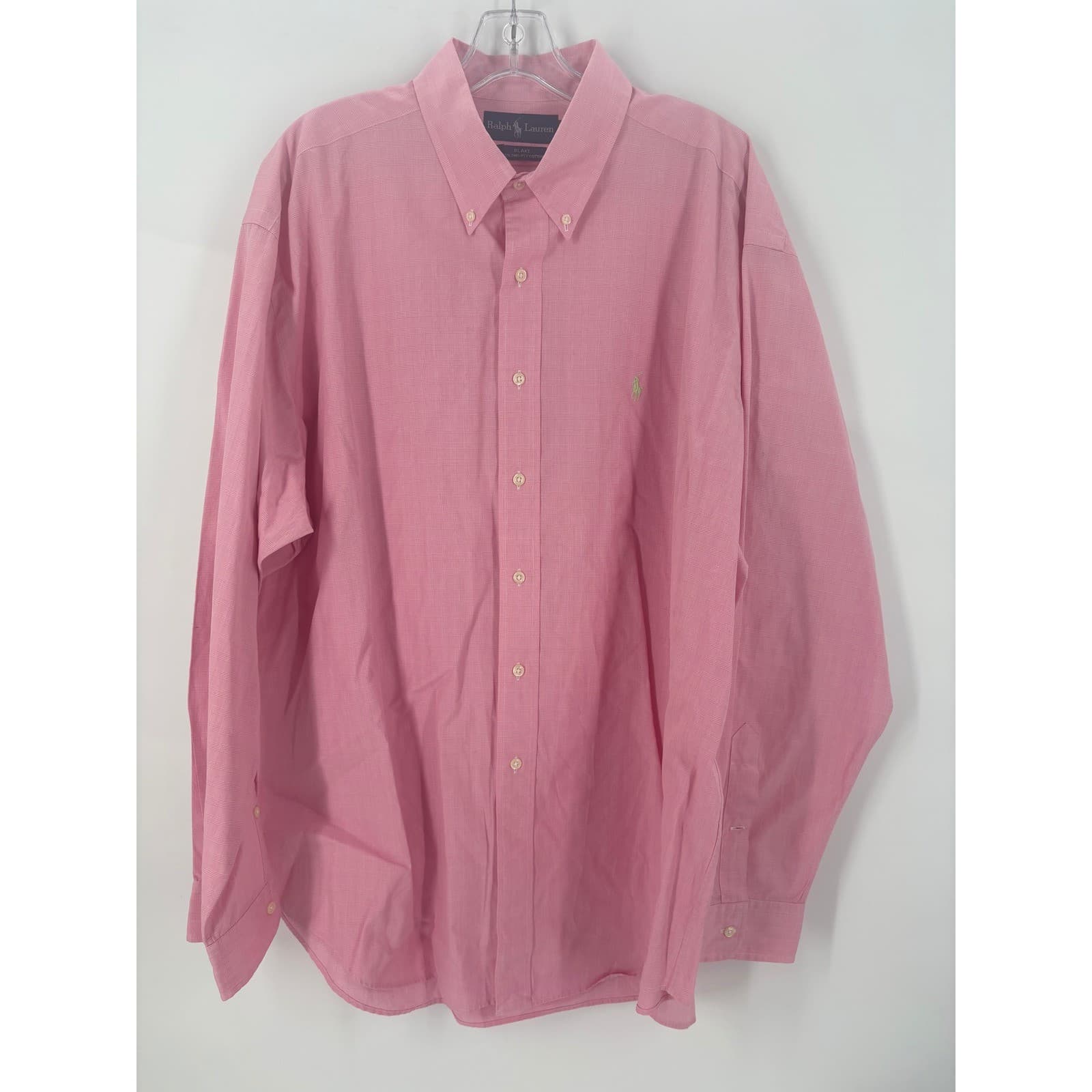 Ralph Lauren Blake Pink Gingham Long Sleeve Button Down Shirt Men XL - Thumbnail 2