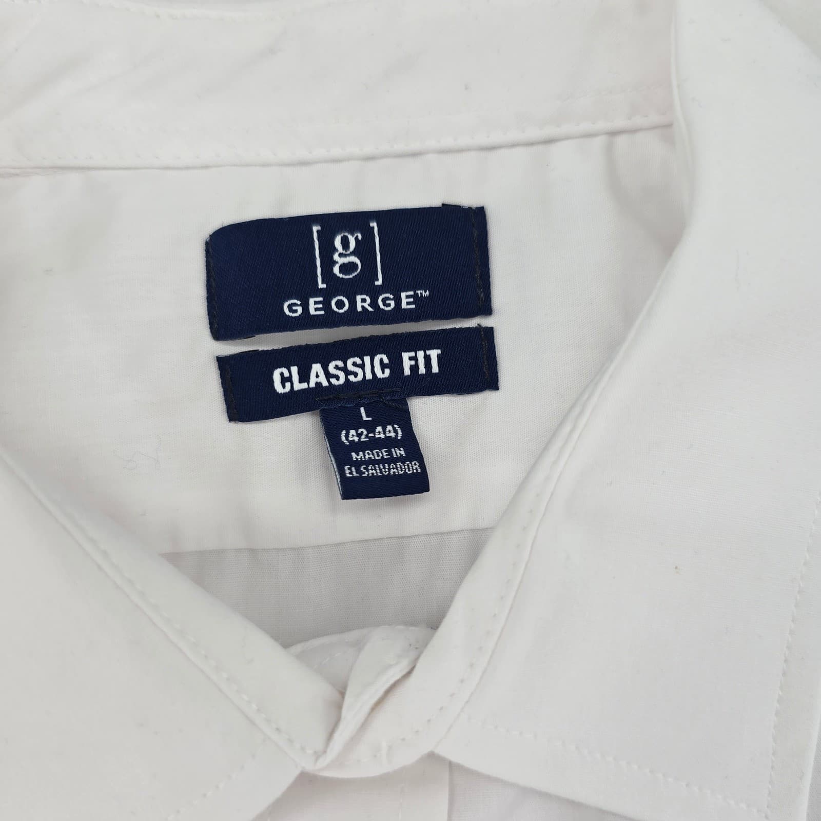 George Button Down Mens Large Shirt White Classic Fit Short Sleeve Pocket - Thumbnail 2