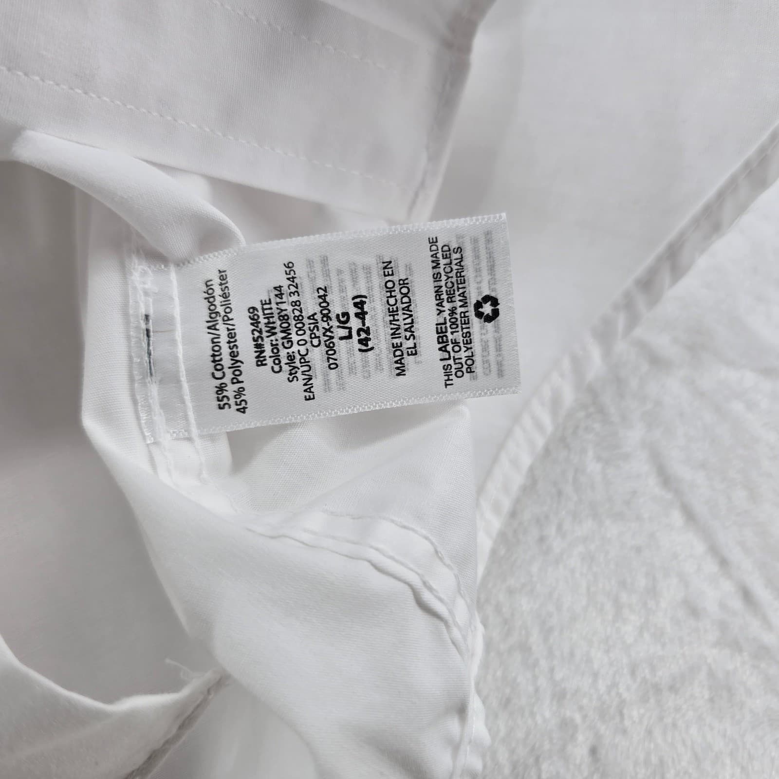 George Button Down Mens Large Shirt White Classic Fit Short Sleeve Pocket - Thumbnail 3