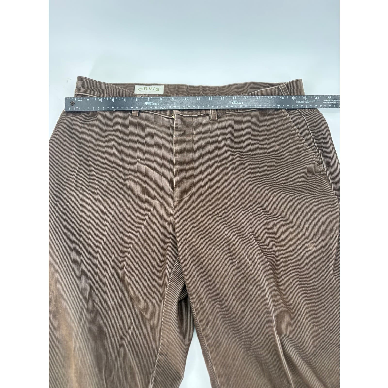 Orvis pants men size 40x29 Brisbane Moss Corduroy wide wale thick heavy leather - Thumbnail 4