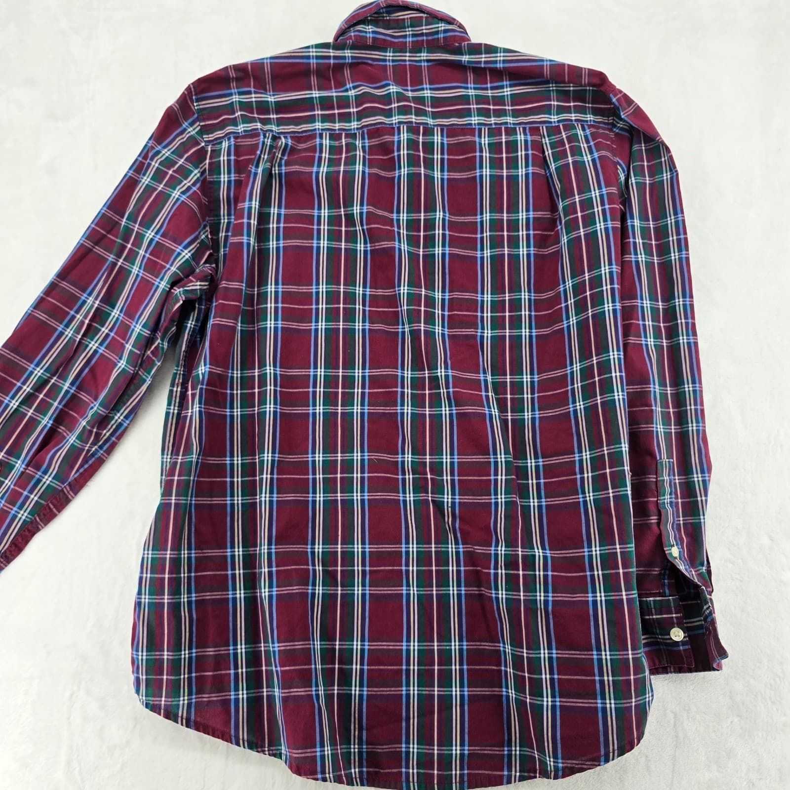 Sun River Clothing Co Shirt Mens Large Button Down Maroon Plaid Long Sleeve - Thumbnail 6