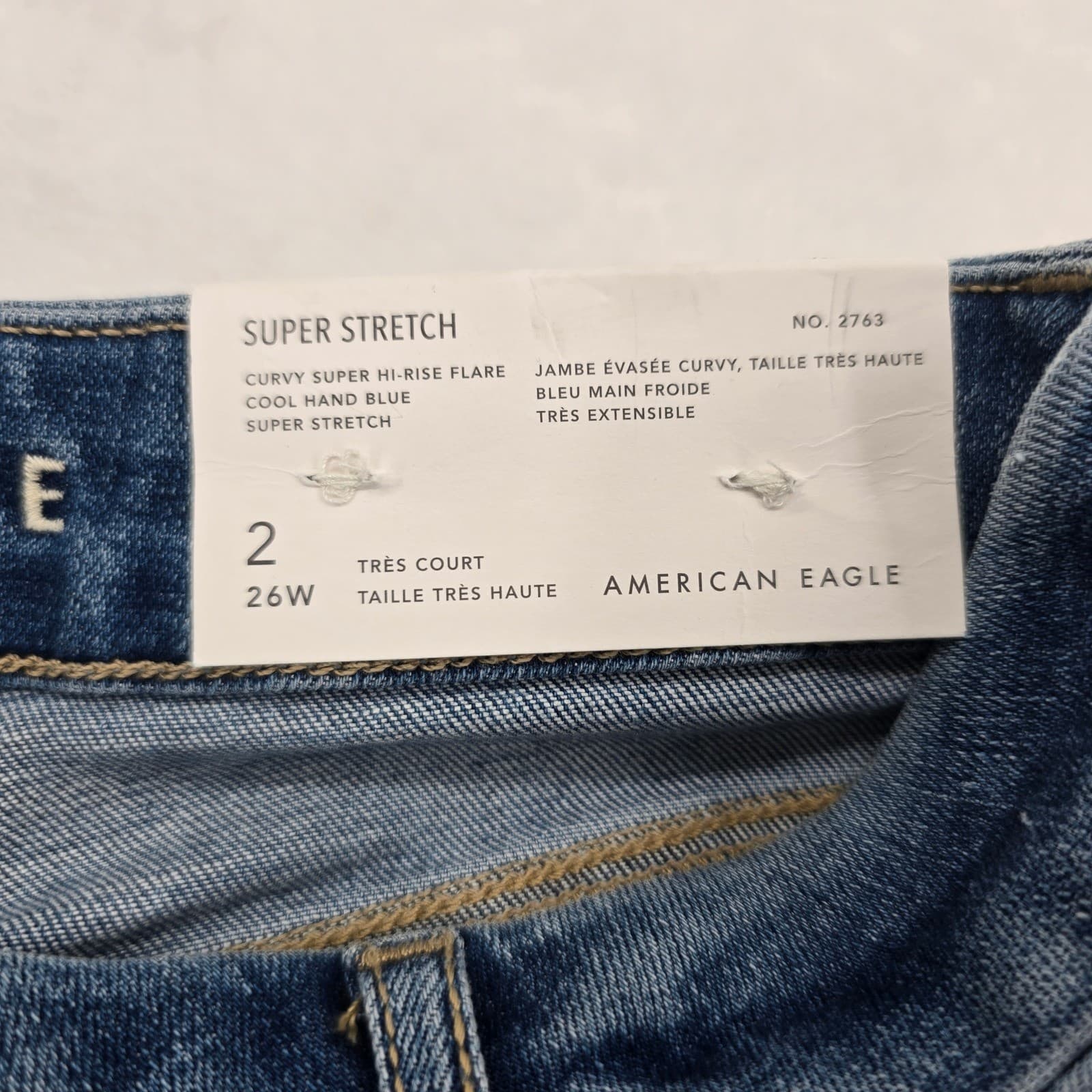 American Eagle Jeans Womens 2 Curvy Super Hi-Rise Flare Blue Distressed Stretch - Thumbnail 4