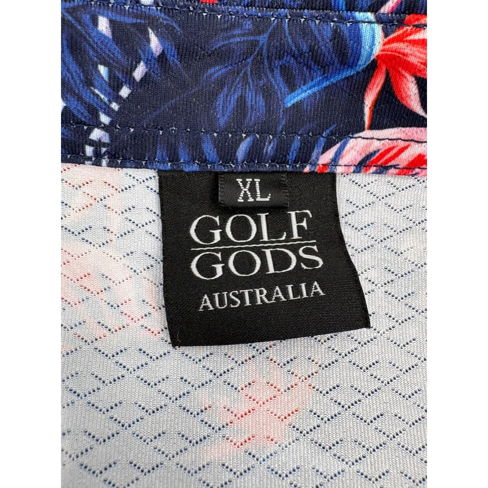 Golf Gods Australia Flamingo Floral Golf Polo Shirt XL Navy Pink Mens - Thumbnail 5