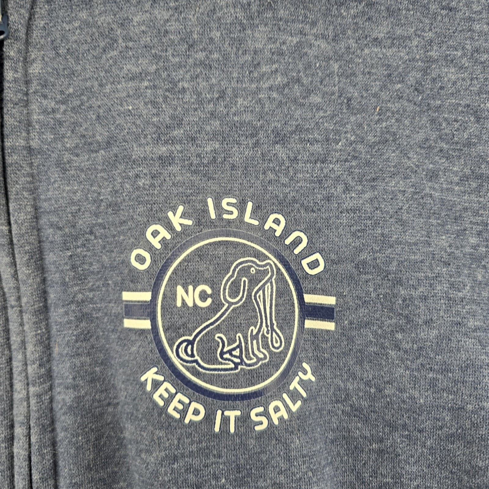 Pacific & Co Zip Hoodie Mens XL Hoodie Blue Oak Island NC Keep It Salty Graphic - Thumbnail 2