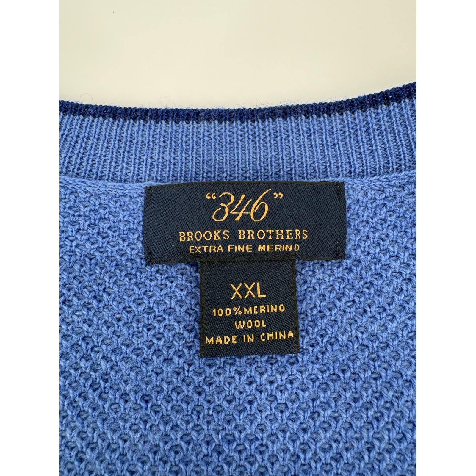 Brooks Brothers 346 V-Neck Sweater Vest Merino Wool XXL Blue Mens - Thumbnail 4
