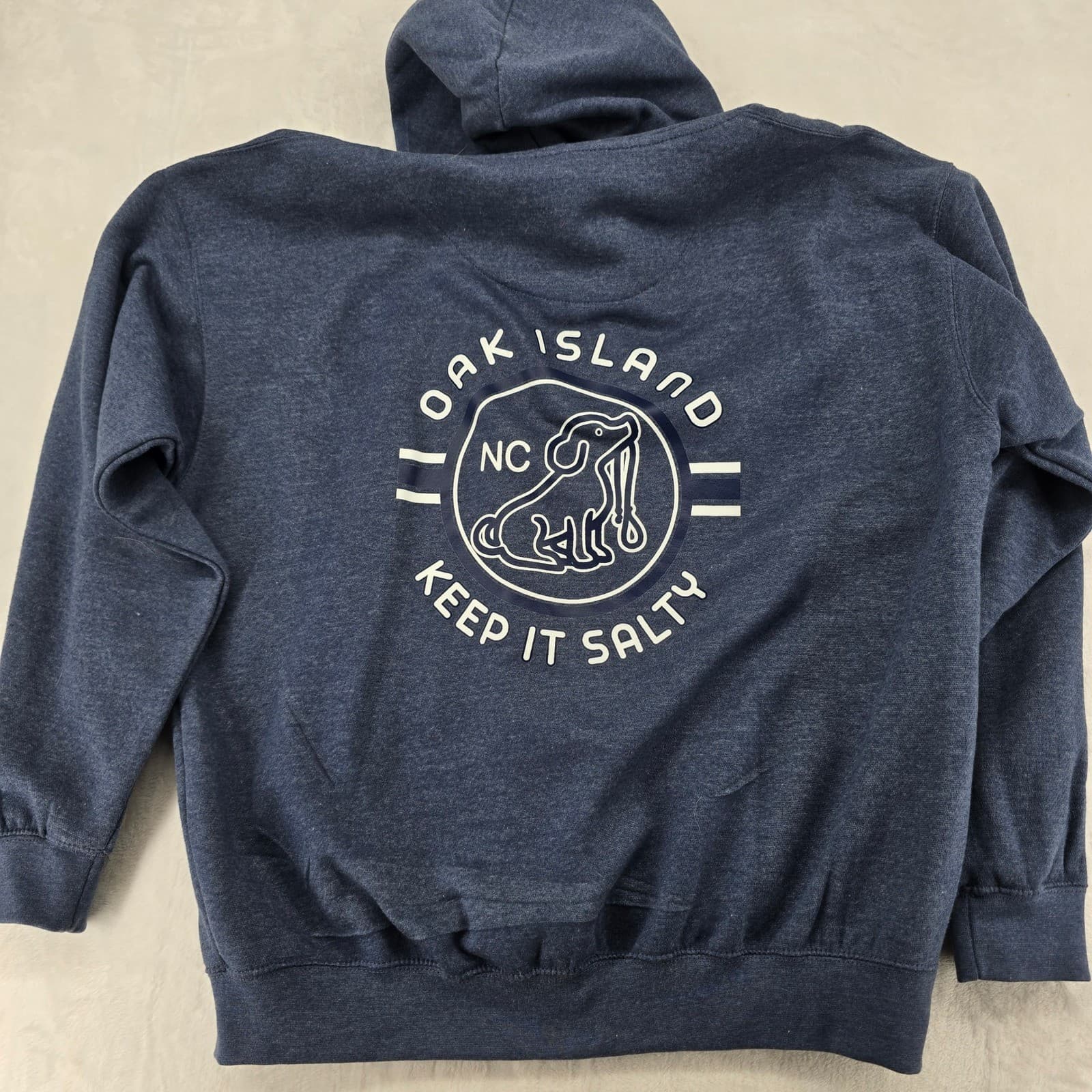 Pacific & Co Zip Hoodie Mens XL Hoodie Blue Oak Island NC Keep It Salty Graphic - Thumbnail 7