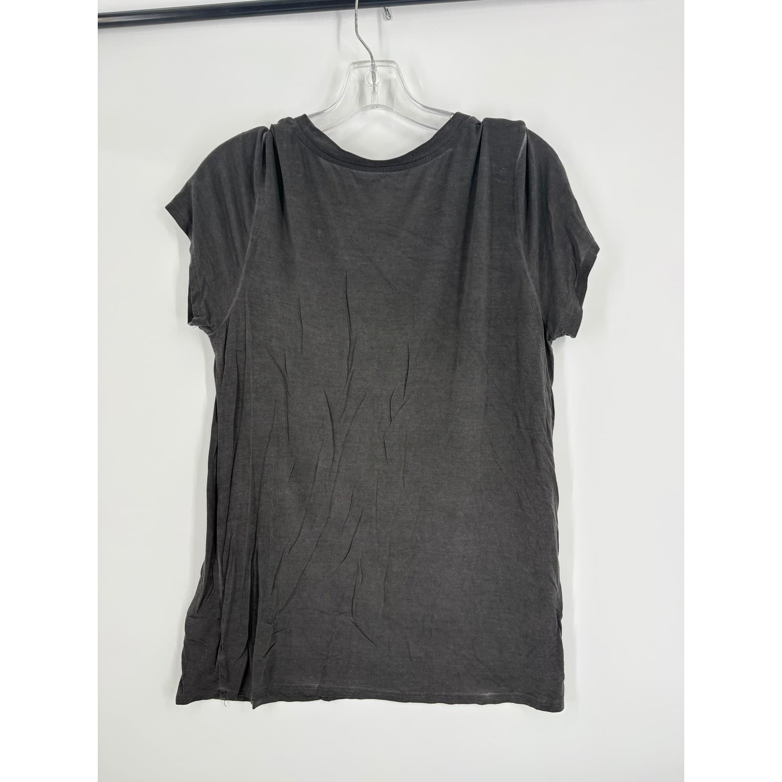 Cable & Gauge Sport Black Slub Knit T Shirt Top Women L G G V Neck Casual - Thumbnail 7