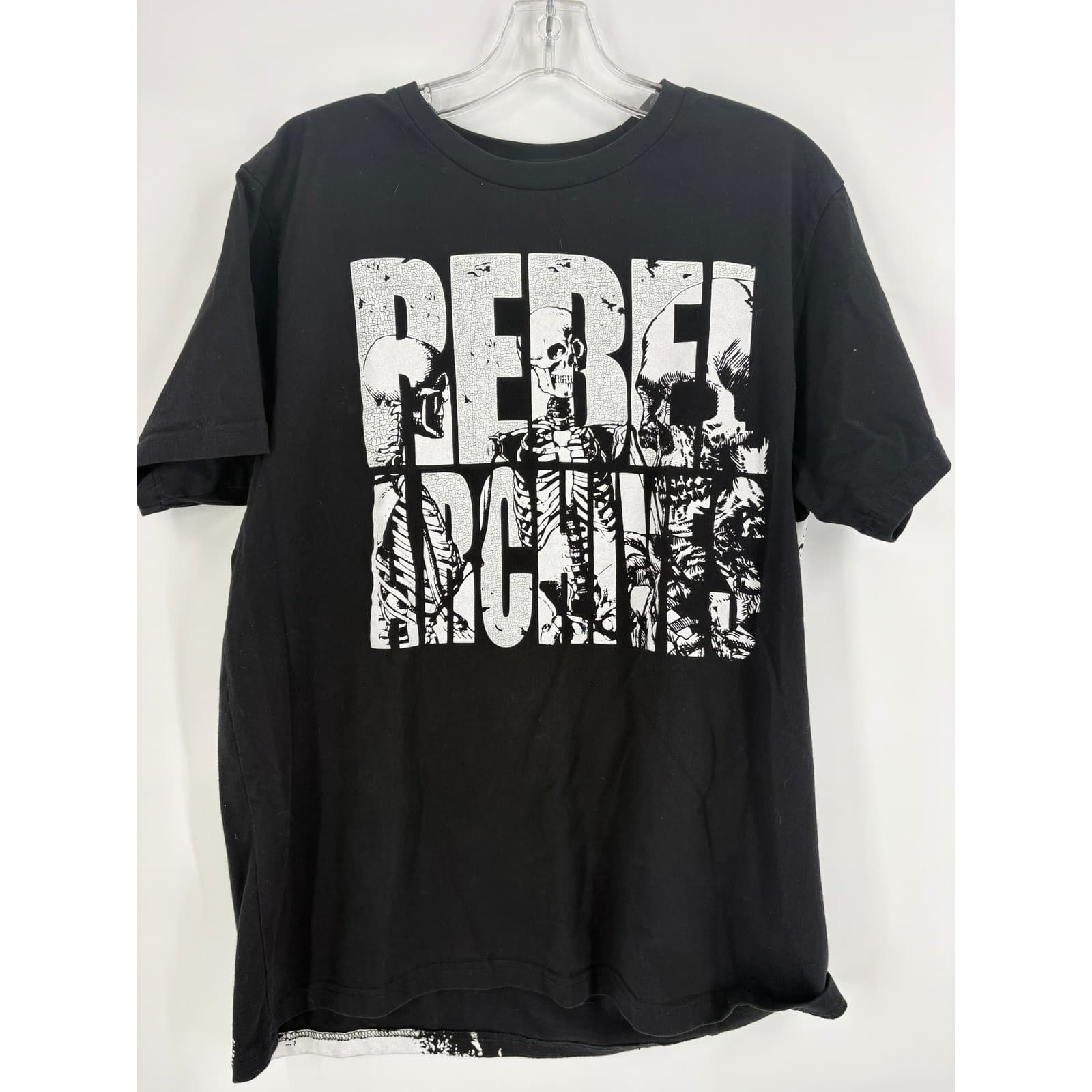 REBEL VENGEANCE Men's Black all Over Skeleton Graphic T-Shirt Size XL - Thumbnail 7