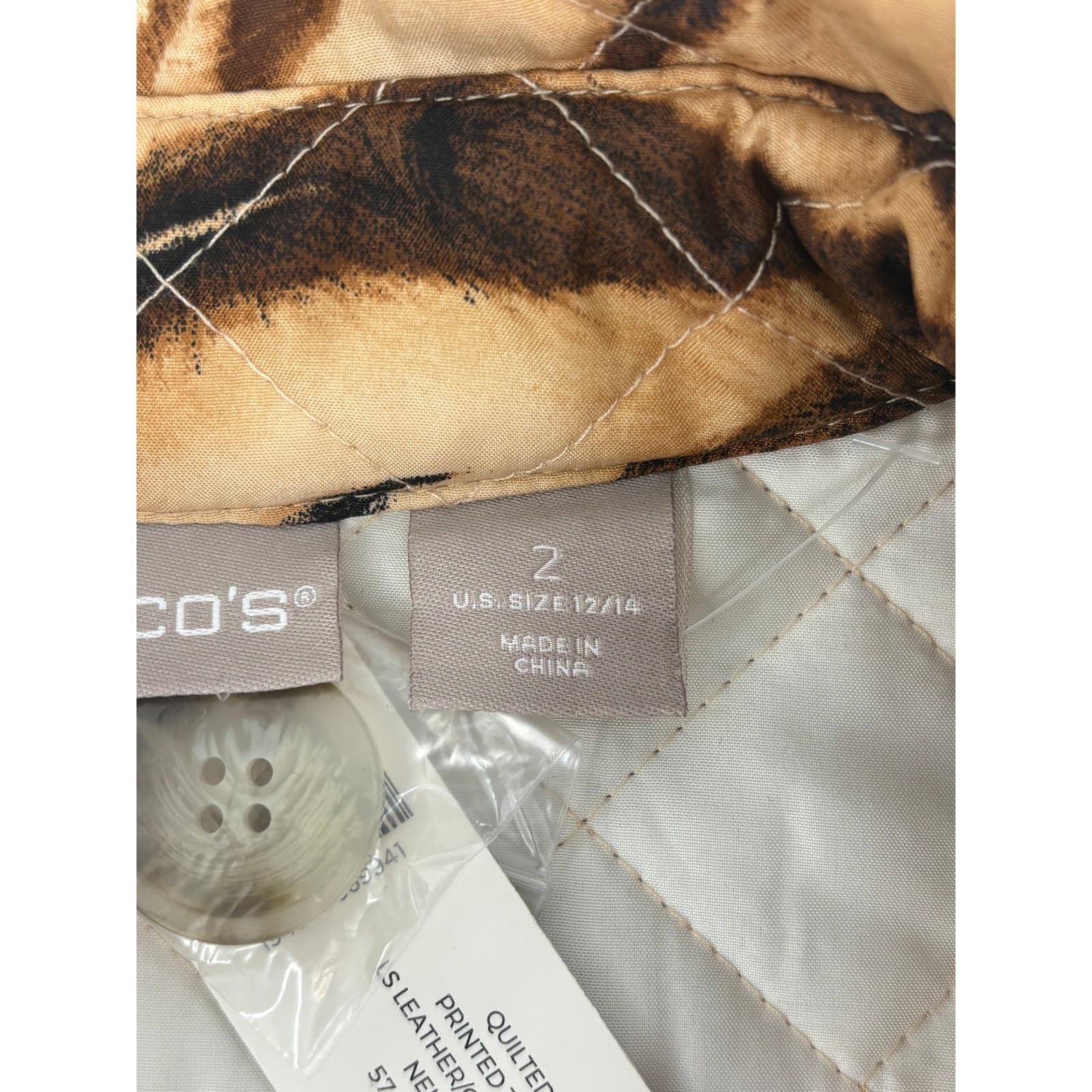 NWT Chico's Quilted Jacket Tiger Print Coat $139 Sz. 2 (Large) Outerwear - Thumbnail 6