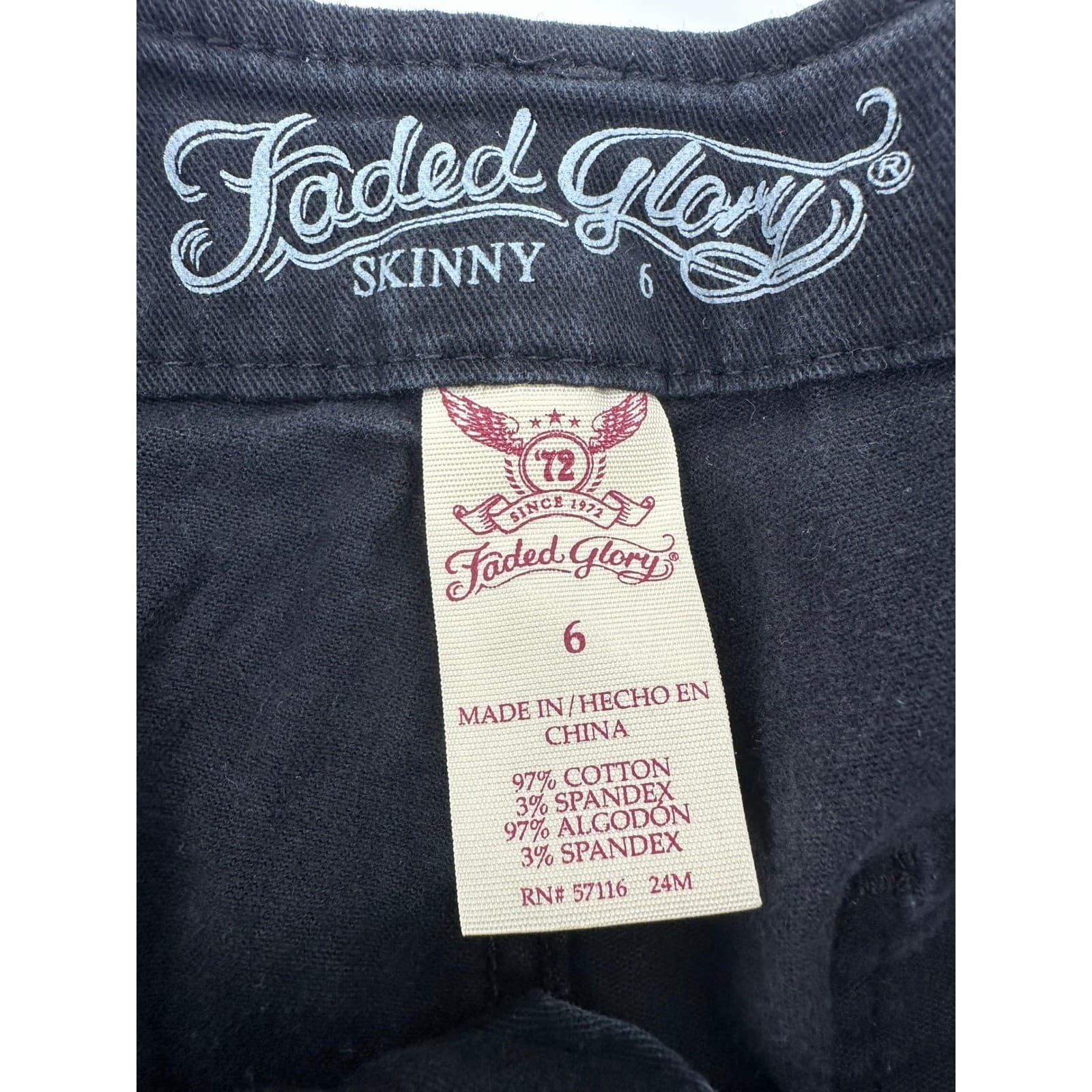 Faded Glory Skinny Cargo Pants Women's Size 6 Black Cotton Blend - Thumbnail 2