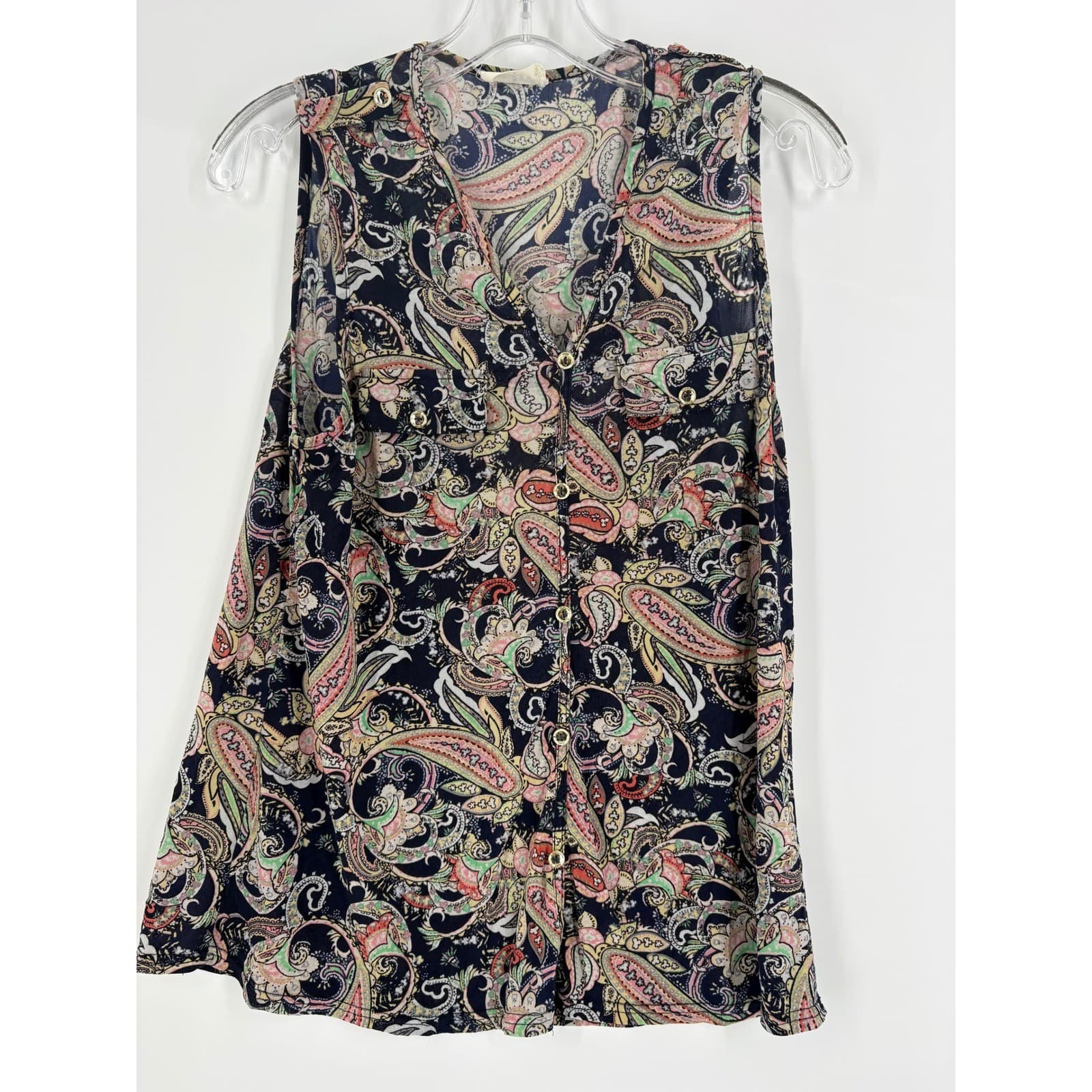 Ember Sleeveless Paisley Print Button Down Blouse Women's Size S - Thumbnail 5