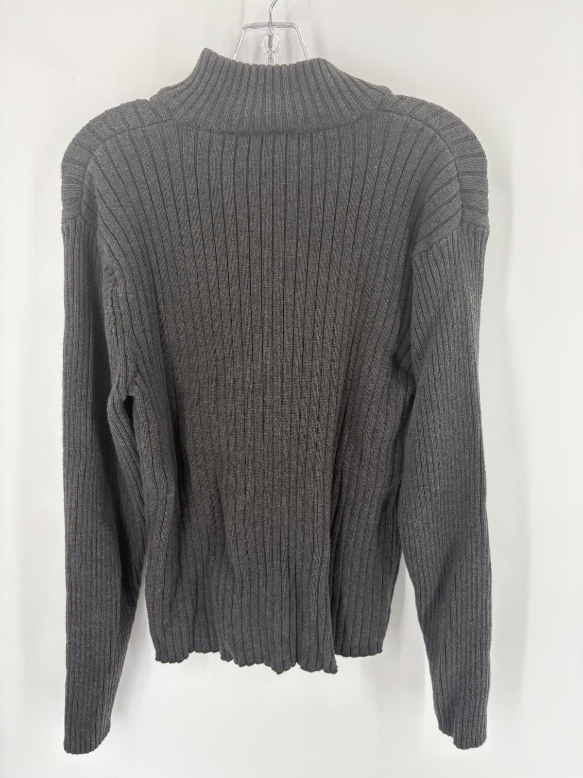 Lanesboro Men’s Half Zip Ribbed Sweater Gray 100% Cotton Size M - Thumbnail 2