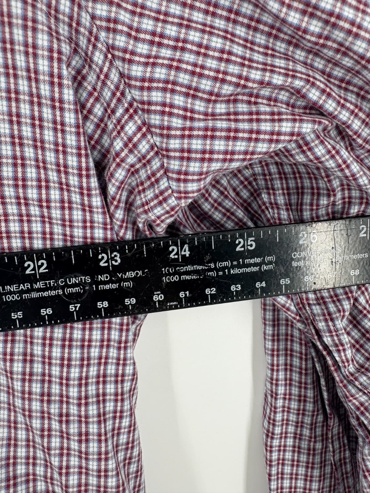 Peter Millar Flex Finish Button Down Shirt 2XL Red Blue Plaid 100% Cotton - Thumbnail 5