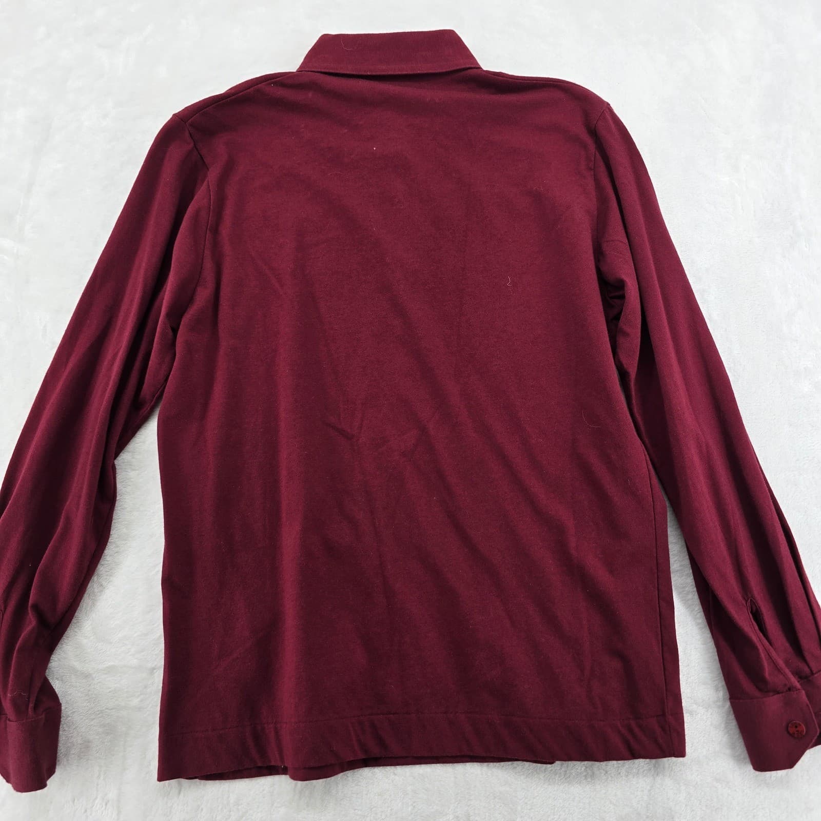 Leon Levin Polo Shirt Womens S Long Sleeve Burgundy Maroon Cotton Blend Preppy - Thumbnail 5