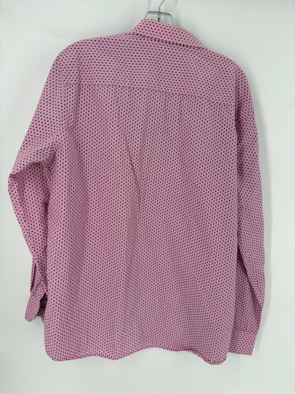 Johnston & Murphy Button Front Shirt Pink Geometric Pattern Size L Casual - Thumbnail 3