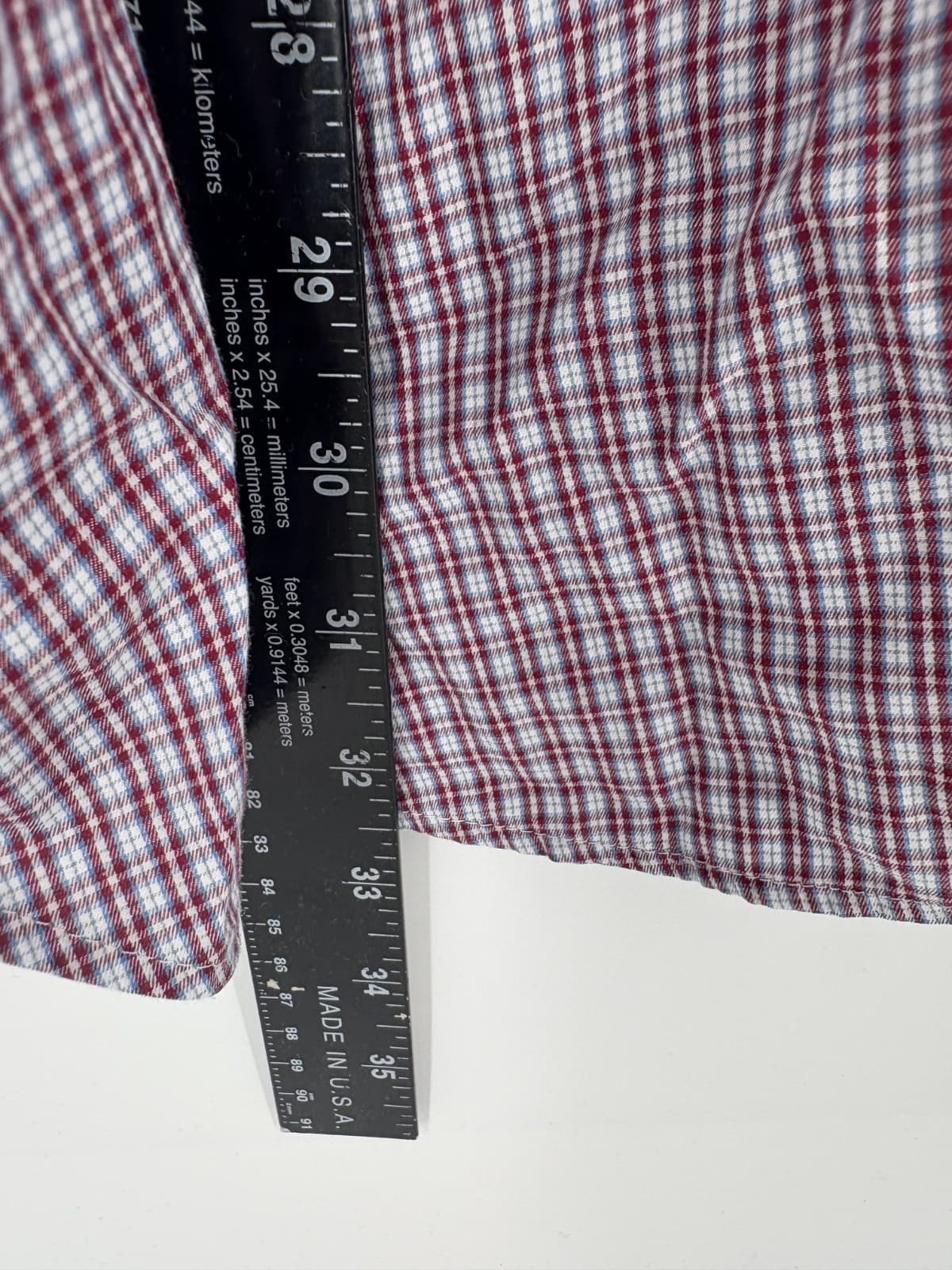 Peter Millar Flex Finish Button Down Shirt 2XL Red Blue Plaid 100% Cotton - Thumbnail 4