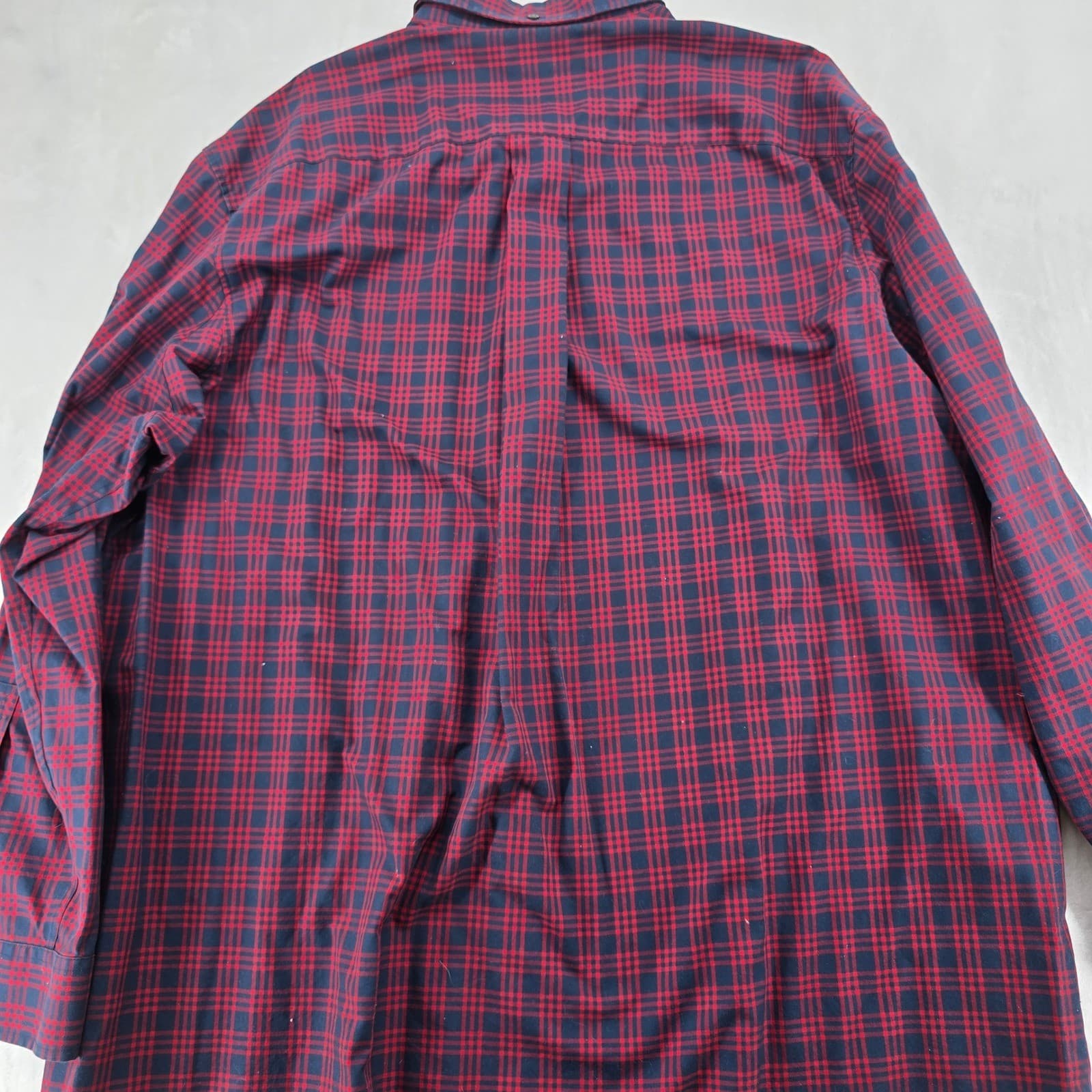Duluth Trading Co Button Down Mens 3XL Tall Shirt Red Plaid Cotton Long Sleeve - Thumbnail 7