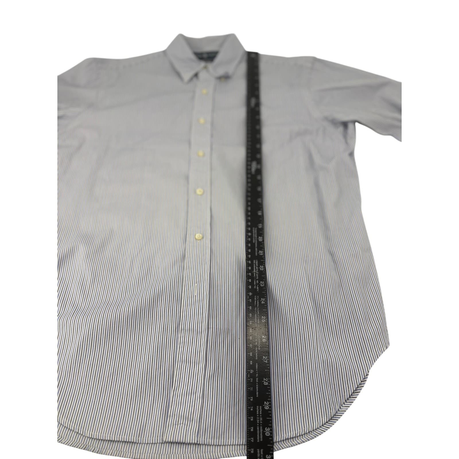 Ralph Lauren Button Down Mens 16 34/35 Shirt Blue White Striped Classic Fit - Thumbnail 6