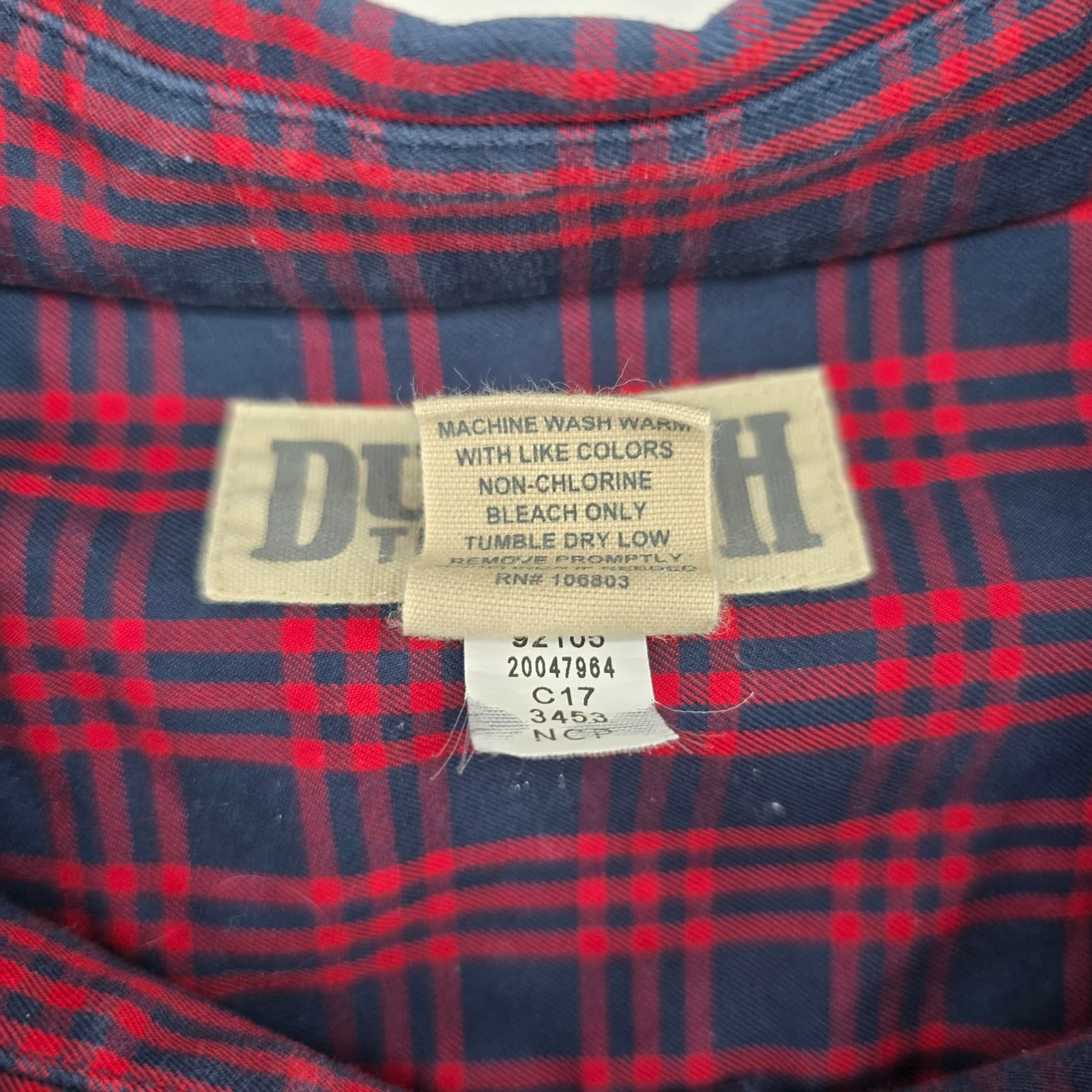 Duluth Trading Co Button Down Mens 3XL Tall Shirt Red Plaid Cotton Long Sleeve - Thumbnail 4