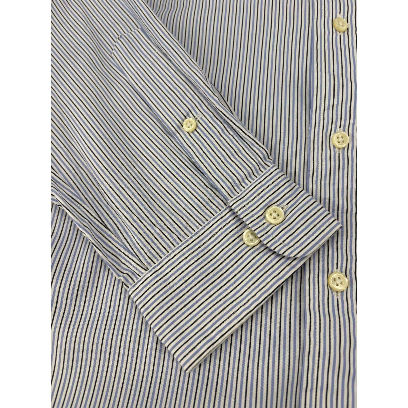 Ralph Lauren Button Down Mens 16 34/35 Shirt Blue White Striped Classic Fit - Thumbnail 4