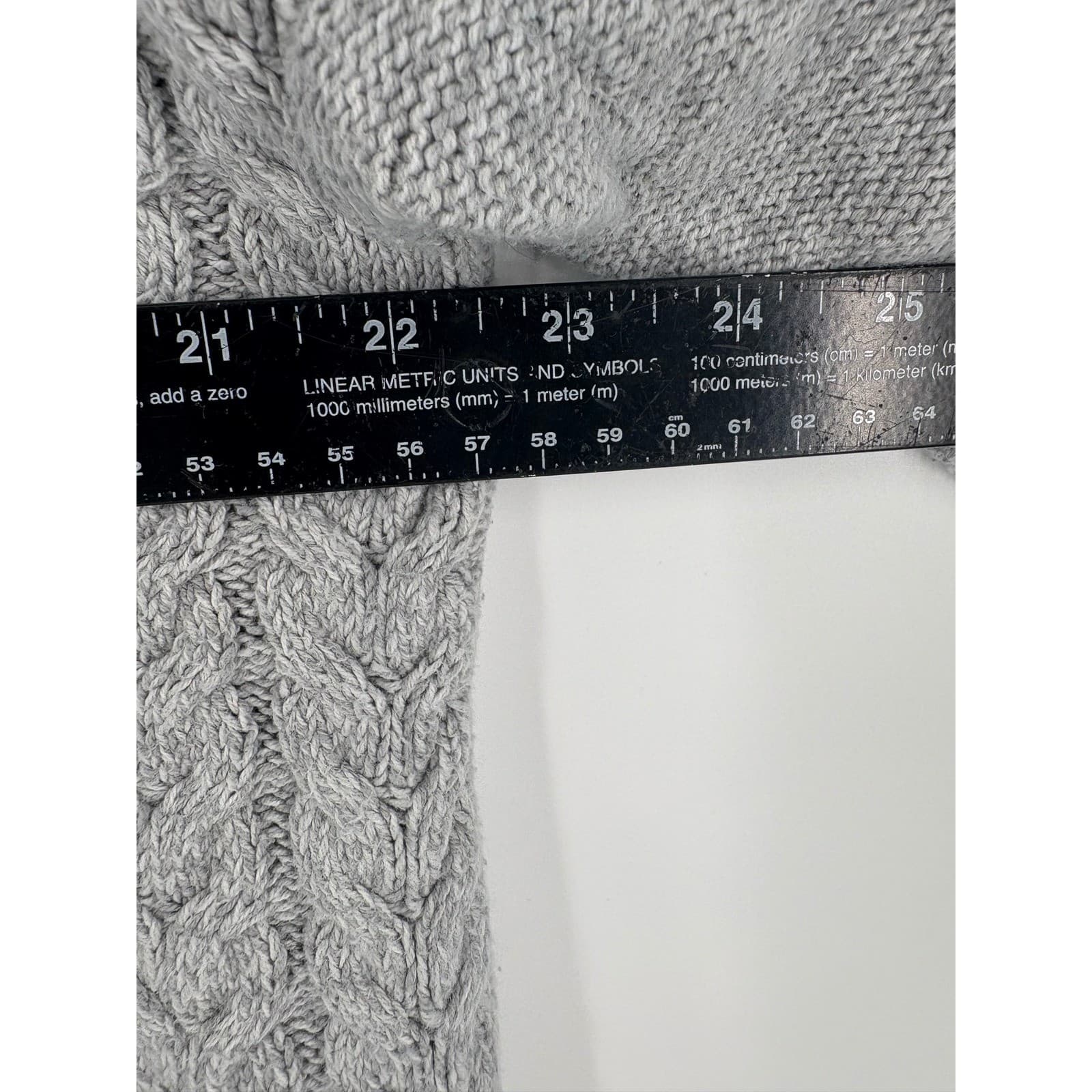 Crown & Ivy Men Gray Mock Neck Cable Knit Sweater Size S - Thumbnail 6