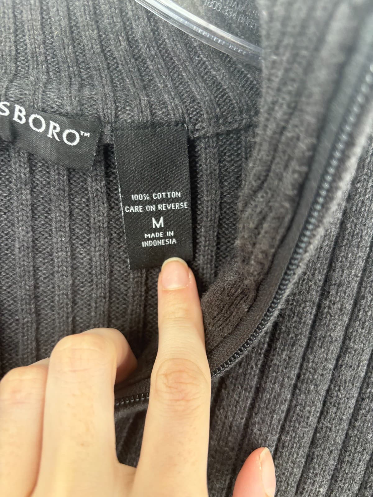 Lanesboro Men’s Half Zip Ribbed Sweater Gray 100% Cotton Size M - Thumbnail 4