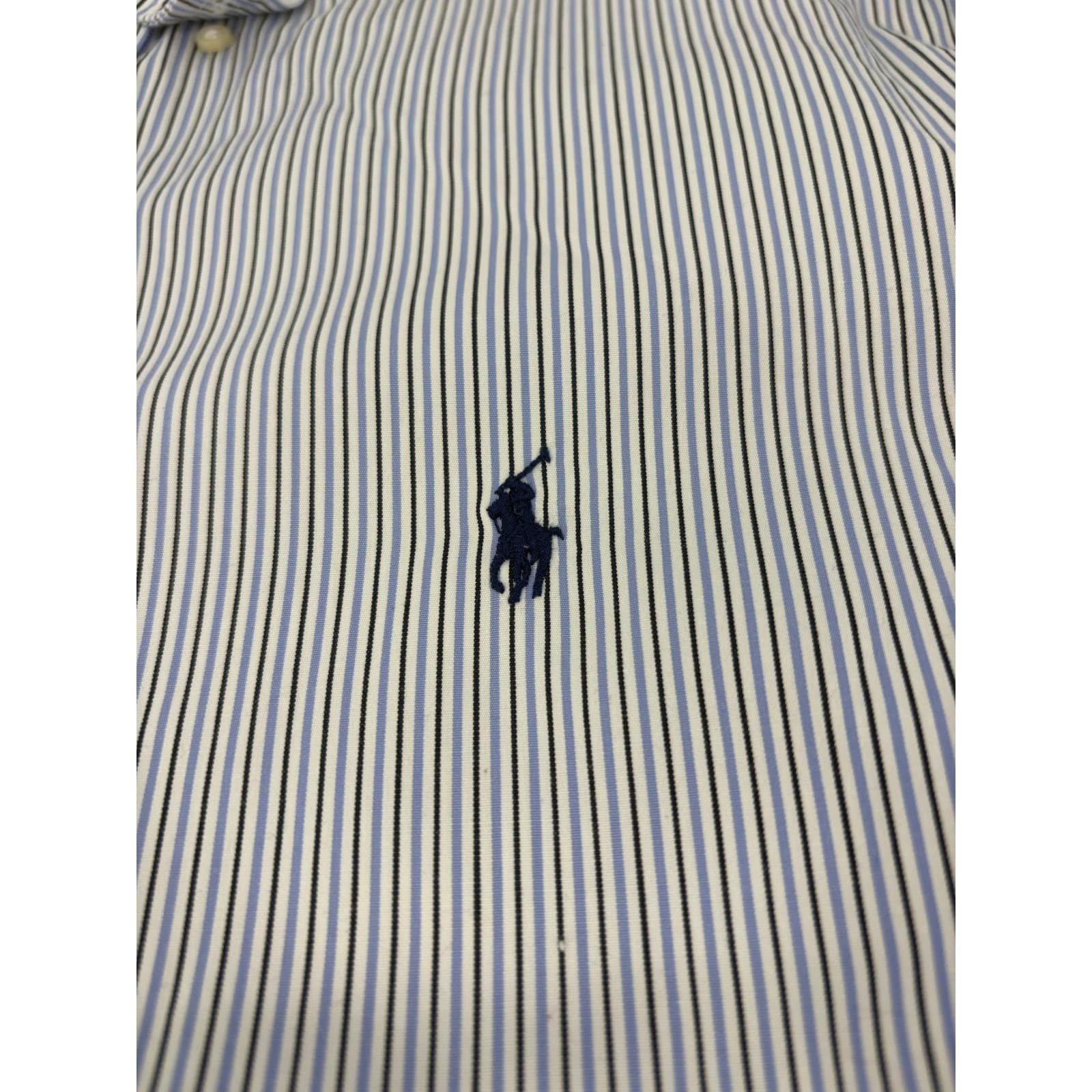 Ralph Lauren Button Down Mens 16 34/35 Shirt Blue White Striped Classic Fit - Thumbnail 3