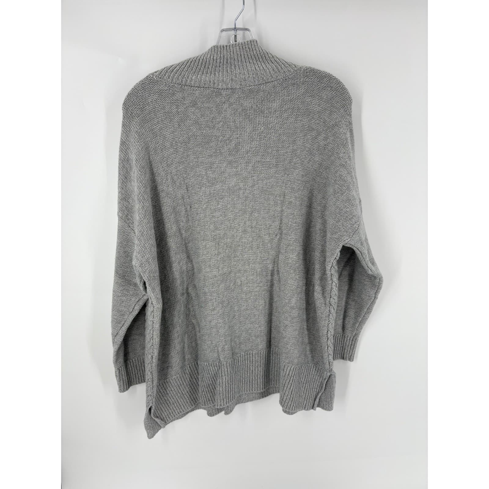 Crown & Ivy Men Gray Mock Neck Cable Knit Sweater Size S - Thumbnail 2