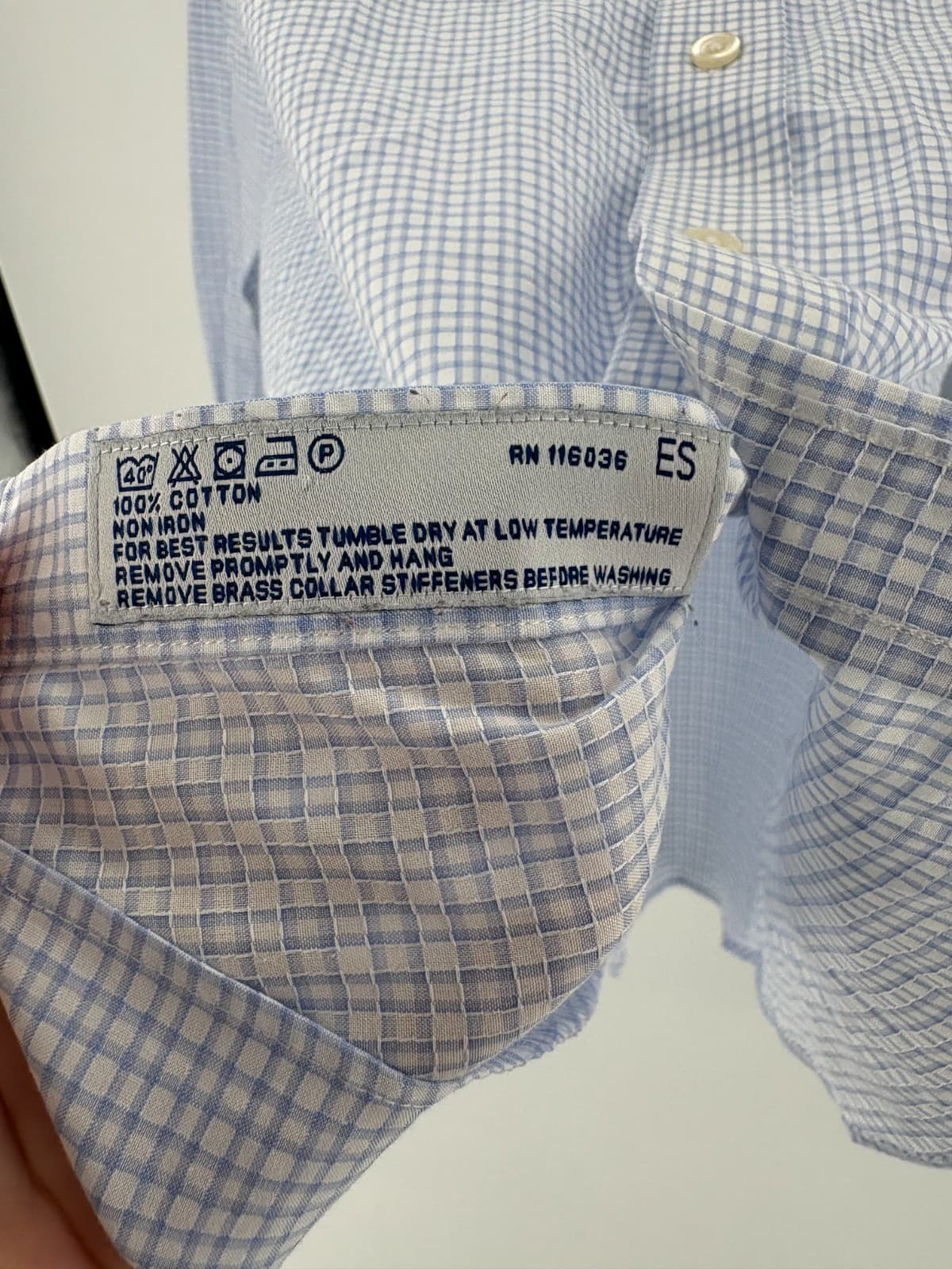 Charles Tyrwhitt Non Iron Shirt Slim Fit Light Blue Check 15.5 33 Men’s Cotton - Thumbnail 3