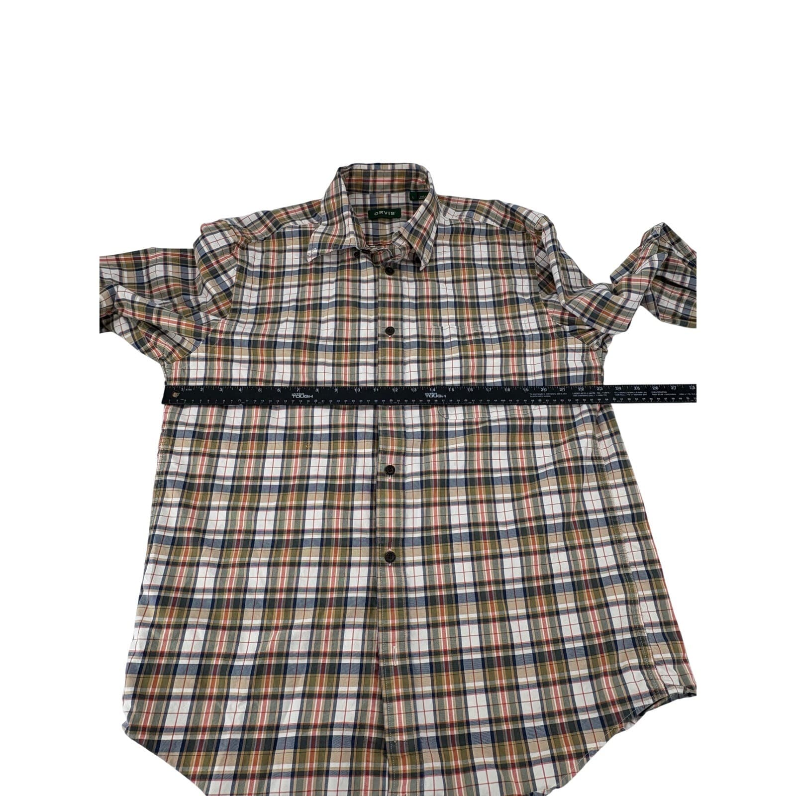 Orvis Button Down Shirt Mens L Long Sleeve Plaid Multicolor Cotton 2CZP - Thumbnail 3