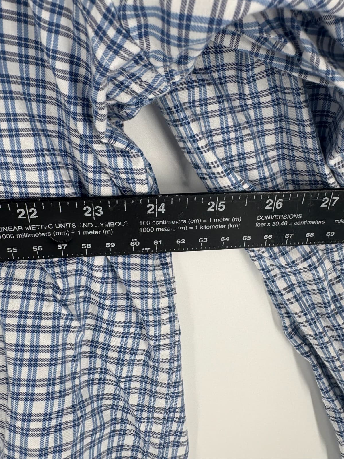 Peter Millar XXL Button Down Shirt Blue Plaid 100% Cotton Casual Long Sleeve - Thumbnail 6