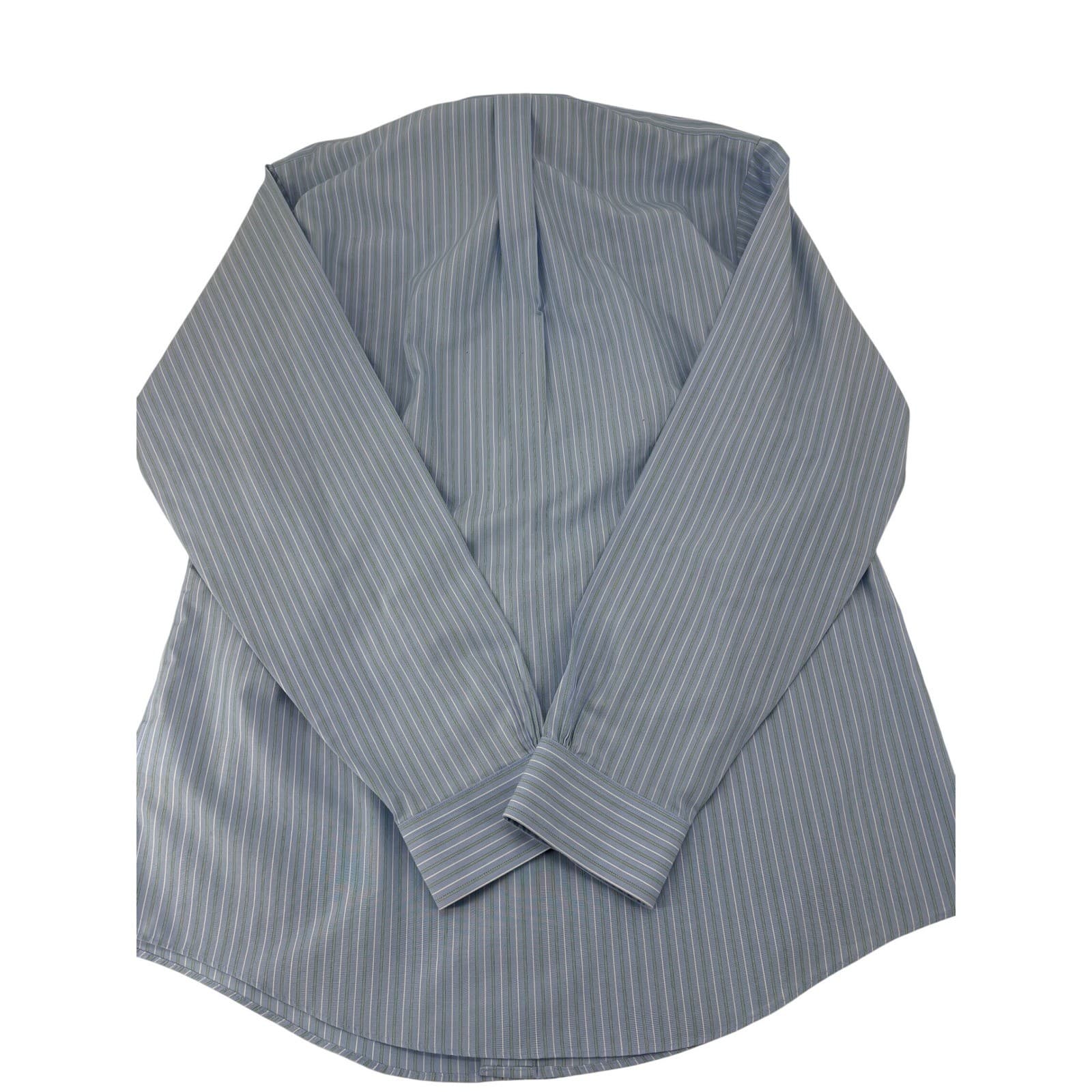 Brooks Brothers Dress Shirt Mens 16 6/7 Regent Fit Blue Striped Non-Iron 1818 - Thumbnail 7