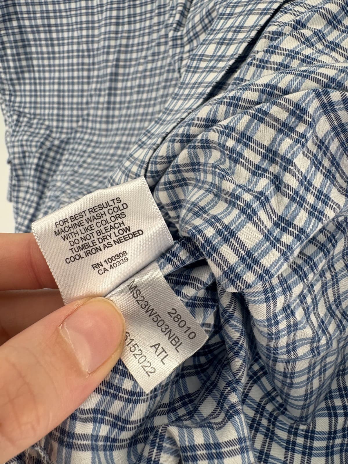 Peter Millar XXL Button Down Shirt Blue Plaid 100% Cotton Casual Long Sleeve - Thumbnail 4