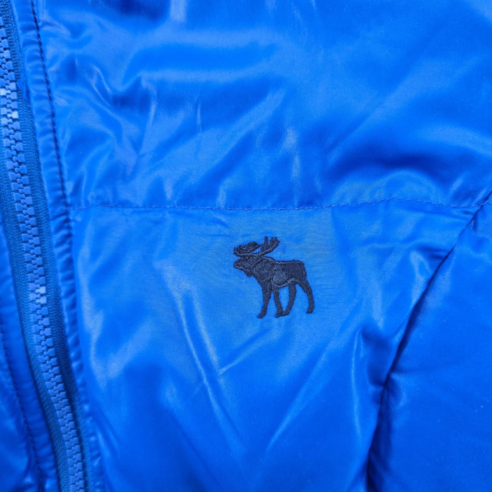 Abercrombie & Fitch Puffer Jacket Womens L Coat Blue Down Blend Hooded - Thumbnail 2