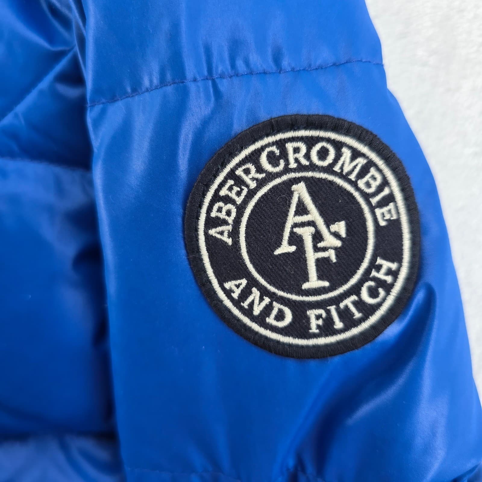 Abercrombie & Fitch Puffer Jacket Womens L Coat Blue Down Blend Hooded - Thumbnail 3