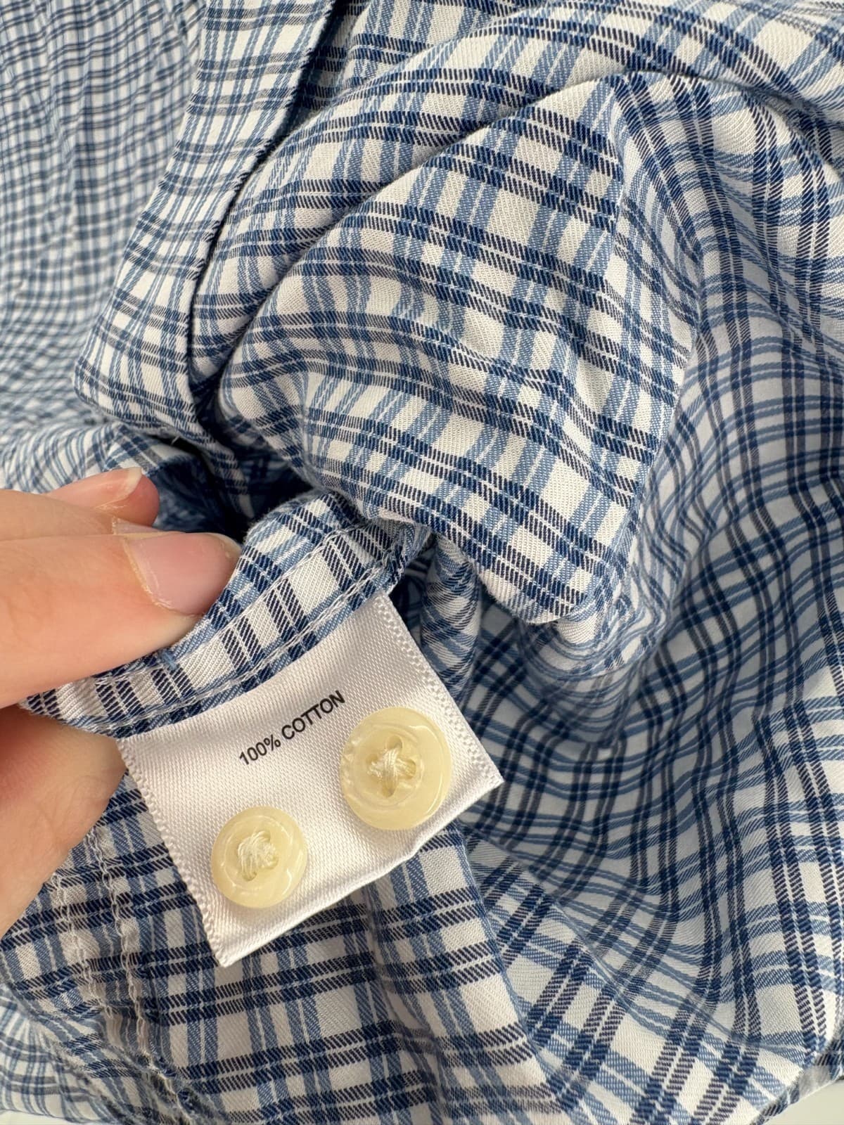 Peter Millar XXL Button Down Shirt Blue Plaid 100% Cotton Casual Long Sleeve - Thumbnail 3