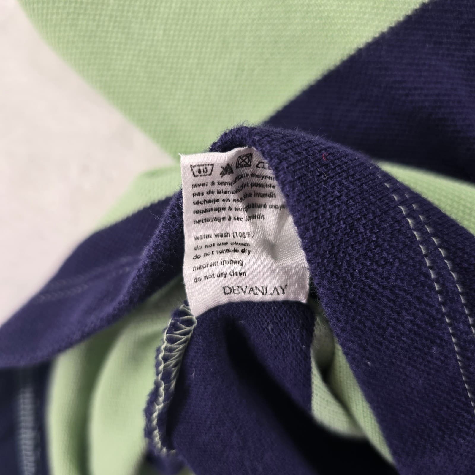 Lacoste Rugby Shirt Mens Large Polo Green Navy Blue Striped Long Sleeve Cotton - Thumbnail 5