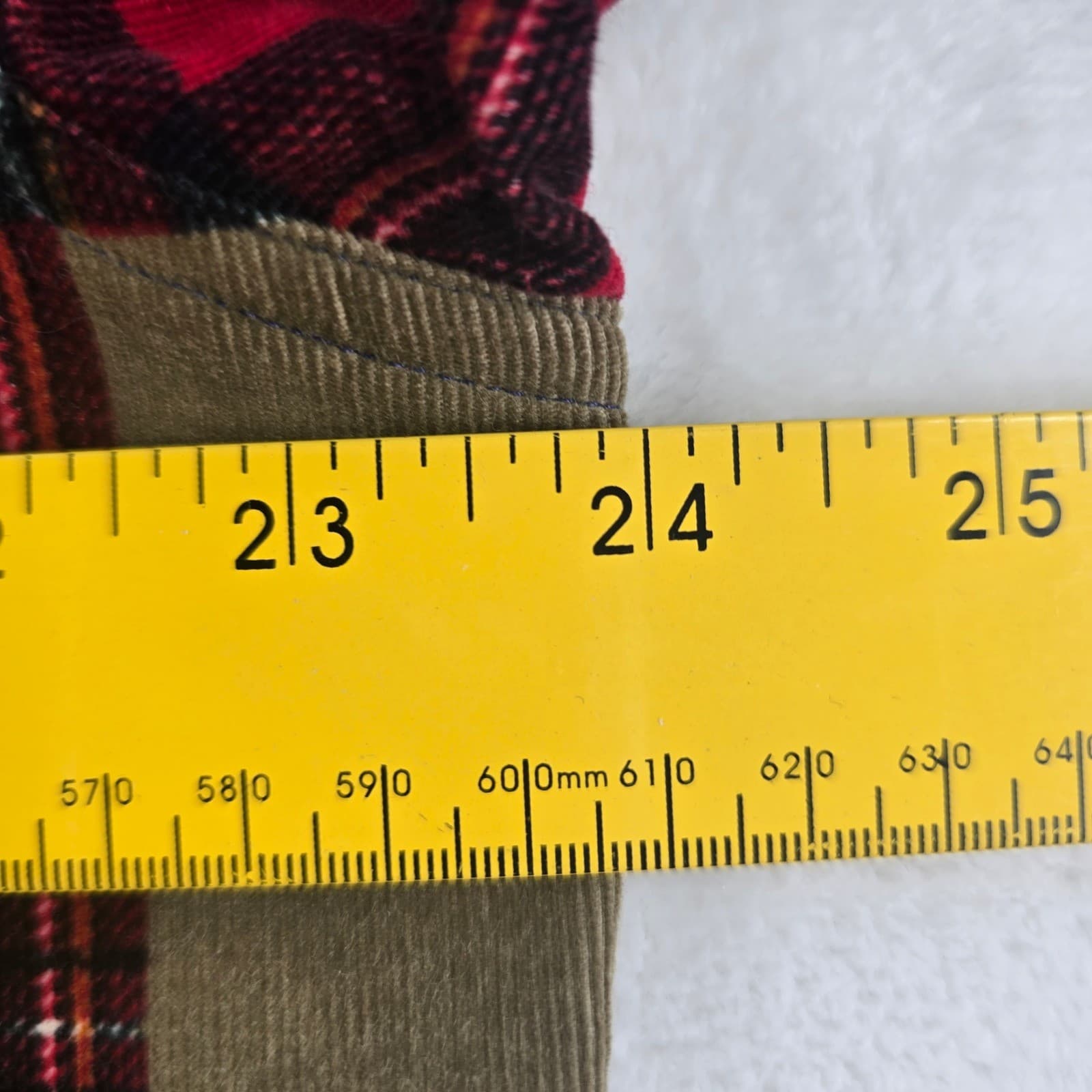 Chaps Button Down Mens M Shirt Multicolor Patchwork Plaid Corduroy - Thumbnail 5
