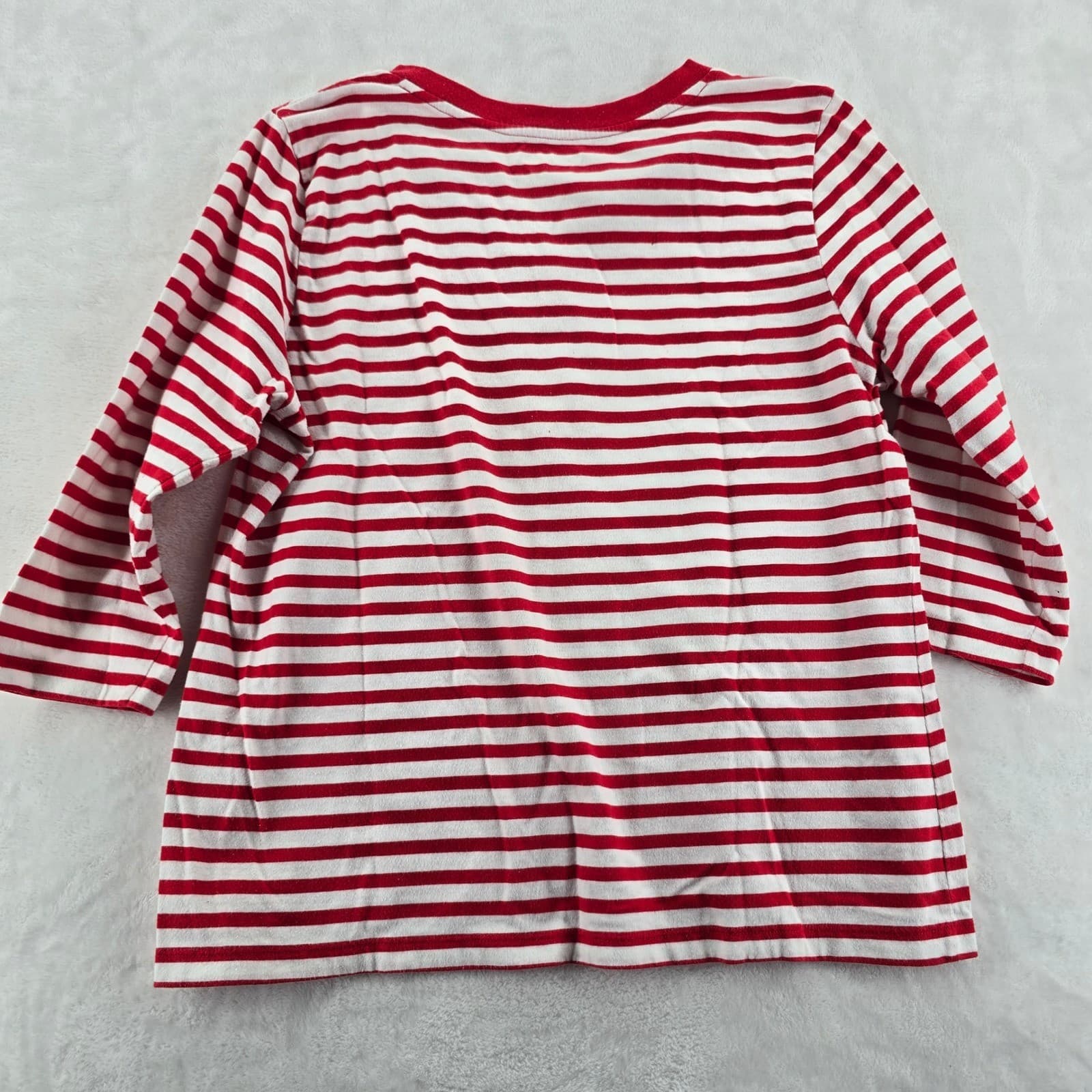 Studio Works Top Womens PL Petite Shirt Striped Lace Up V-Neck 3/4 Sleeve - Thumbnail 7