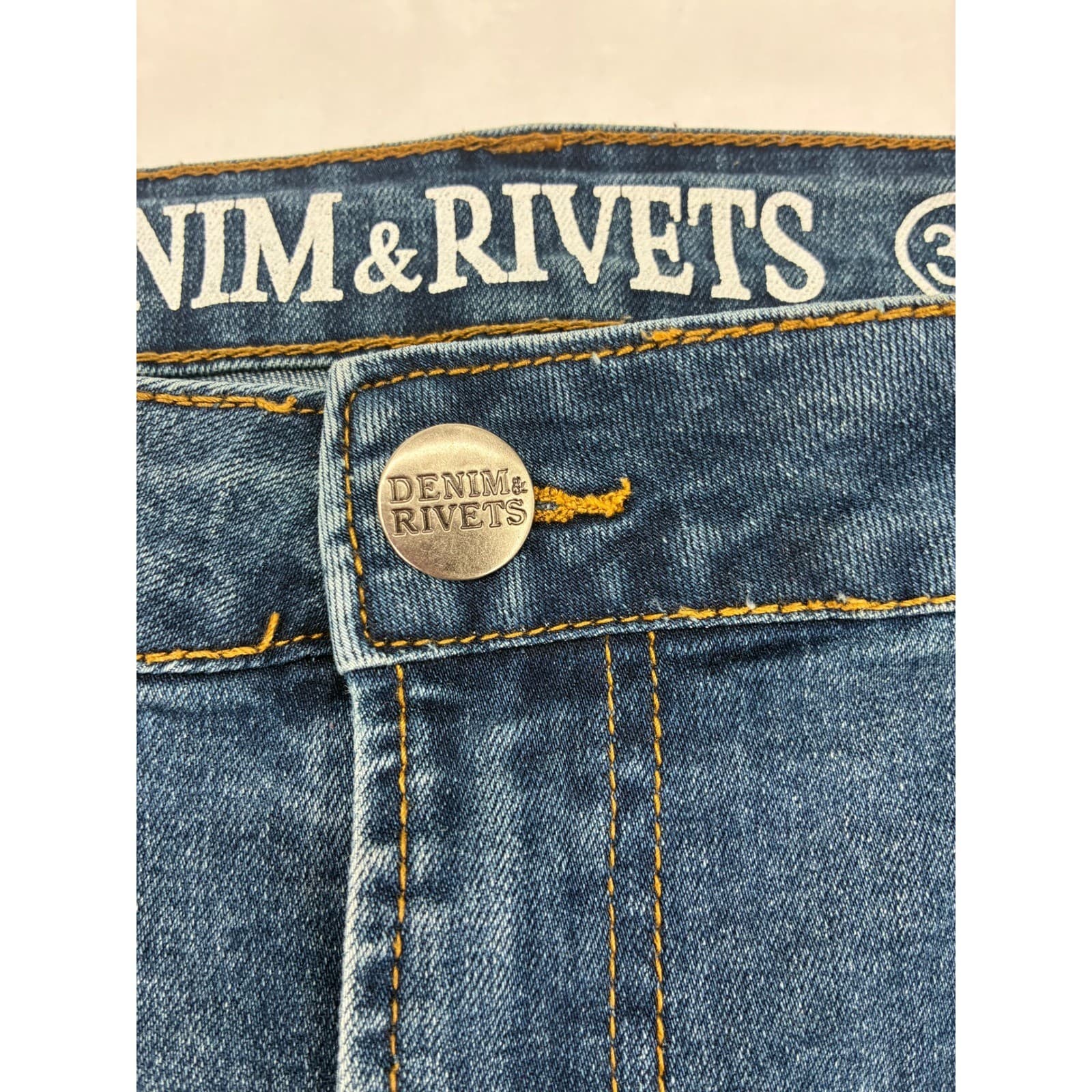 Denim & Rivets Jeans Mens 38 Jeans Blue Distressed Slim Fit Stretch - Thumbnail 2