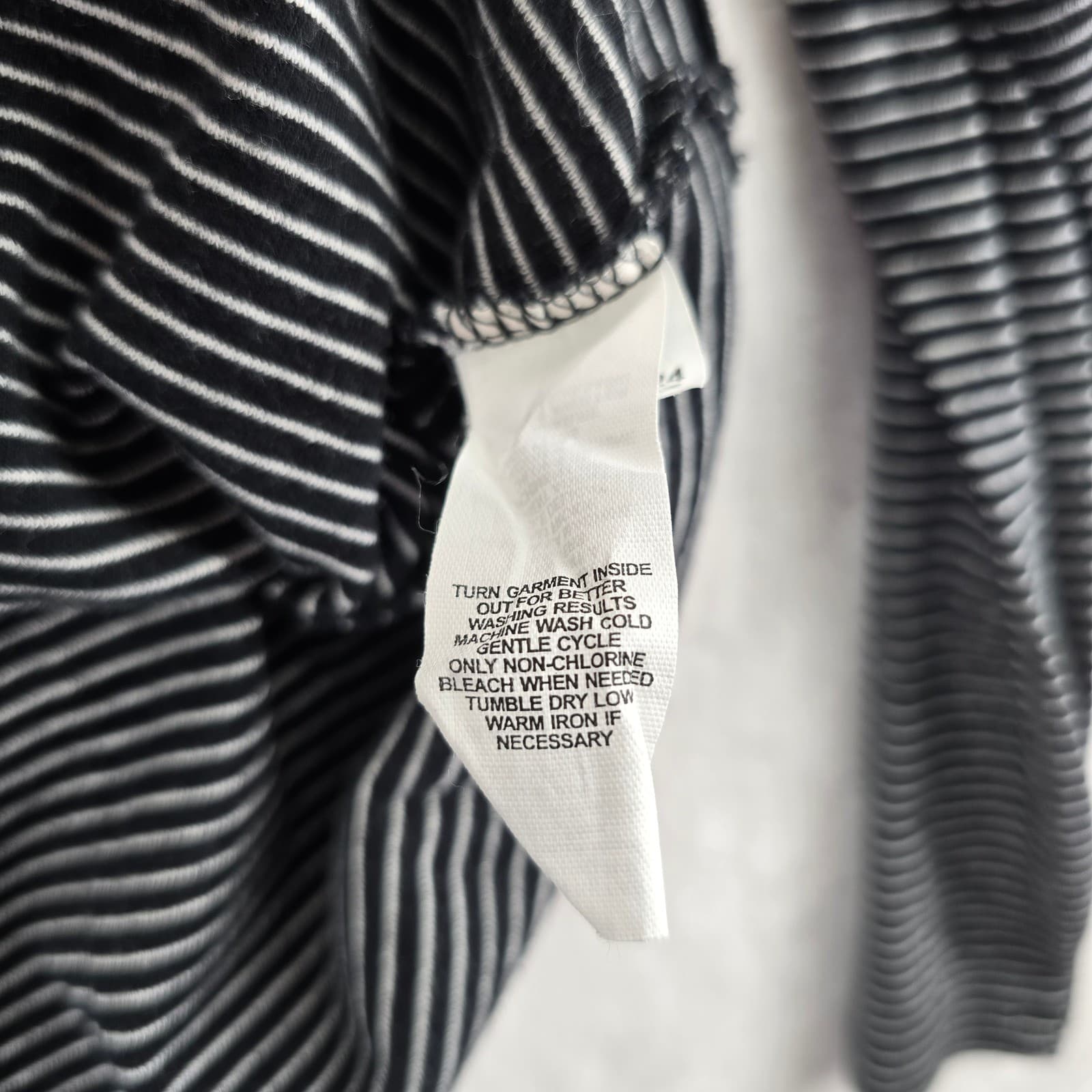 Jones New York Shirt Womens M Long Sleeve Lot 2 Black White Striped Cotton Tee - Thumbnail 3