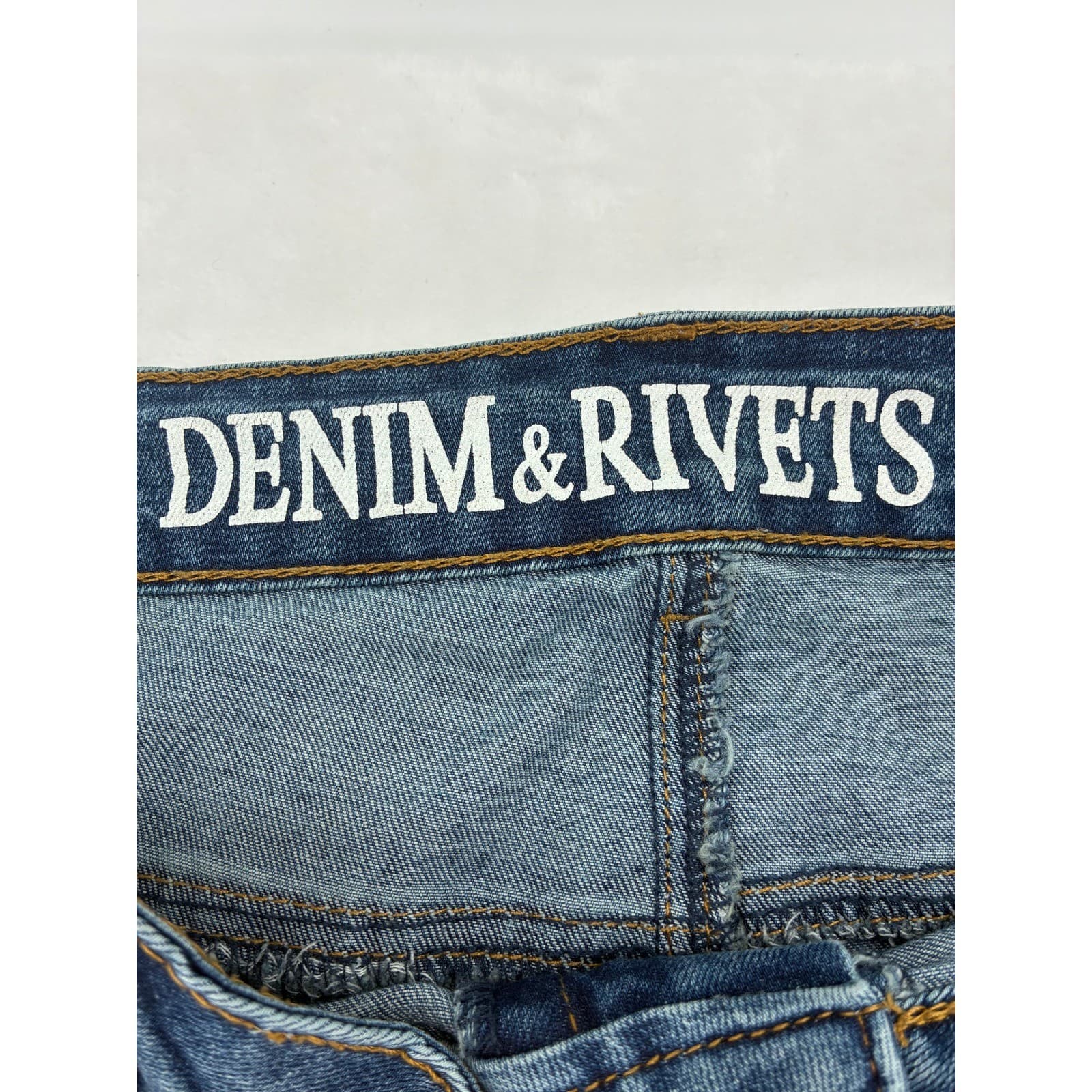 Denim & Rivets Jeans Mens 38 Jeans Blue Distressed Slim Fit Stretch - Thumbnail 3