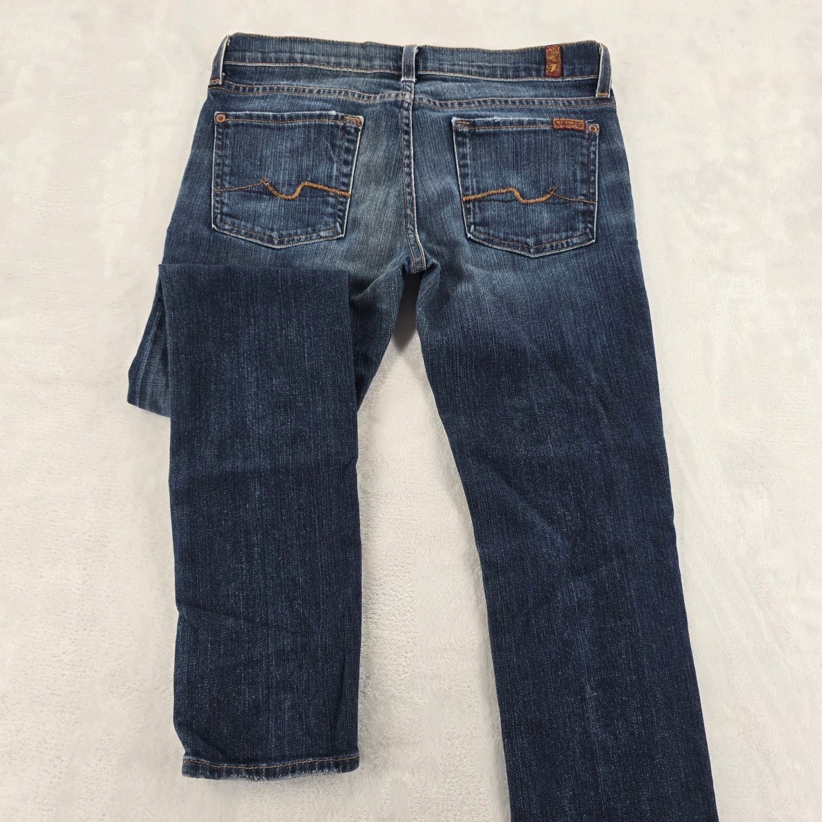 7 For All Mankind Roxanne Womens 26 Slim Straight Jeans Dark Wash P179080U-080U - Thumbnail 11